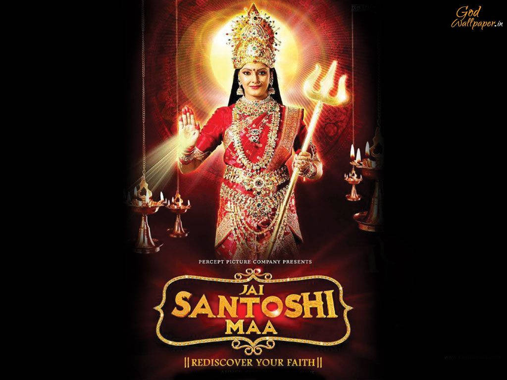 Santoshi Maa, 1975 movie, red and gold attire, SD Desktop Wallpaper