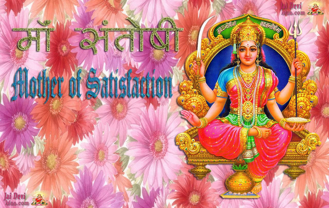 Santoshi Maa, Hindu goddess, golden throne, HD Desktop Wallpaper