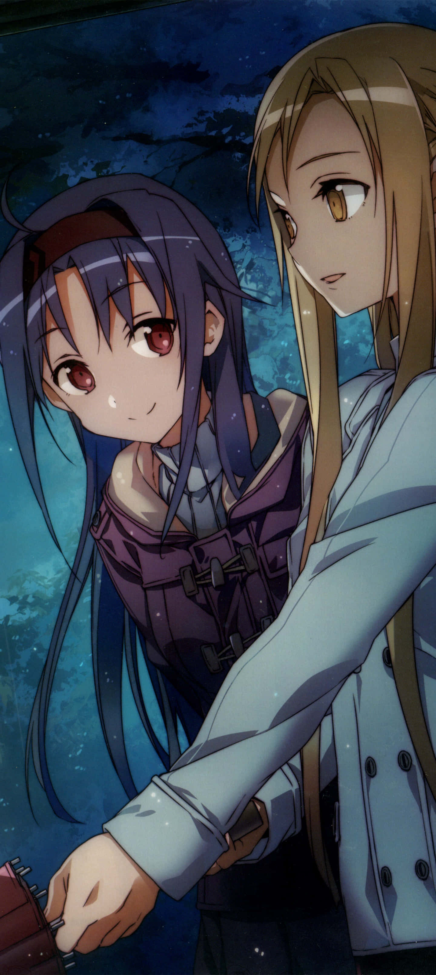 Sao Phone, starry night sky, purple hair, 2K Phone Wallpaper