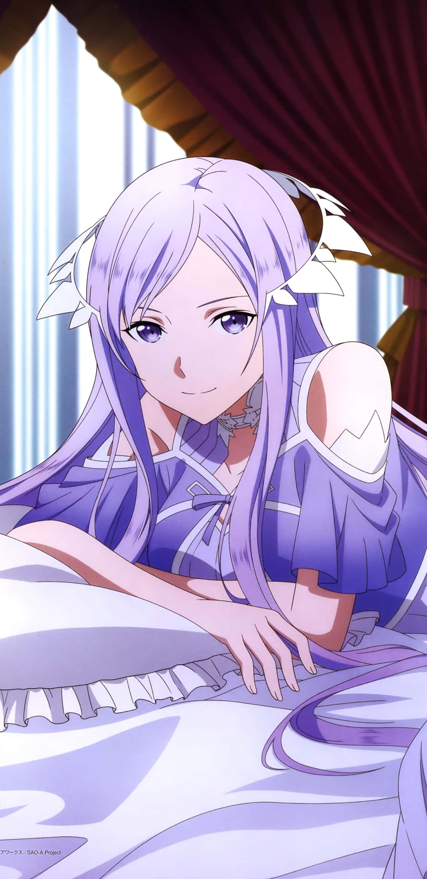 Sao Phone, purple-haired anime girl, maid outfit, 2K Phone Wallpaper