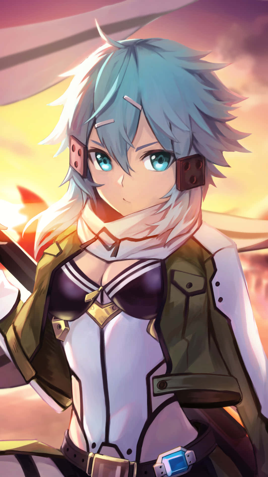 Sao Phone, blue hair, teal eyes, Full HD Phone Wallpaper