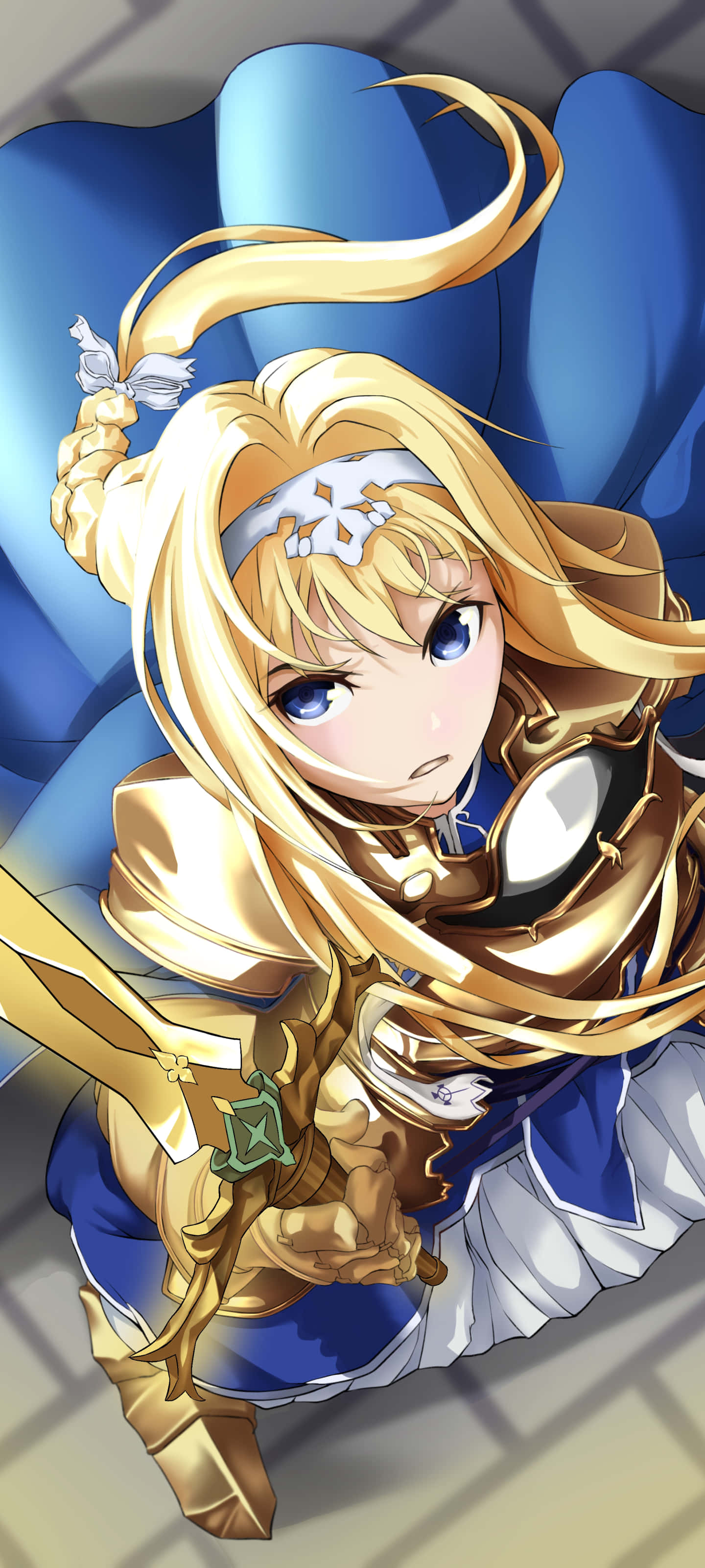 Sao Phone, blonde anime girl, golden armor, 2K Phone Wallpaper