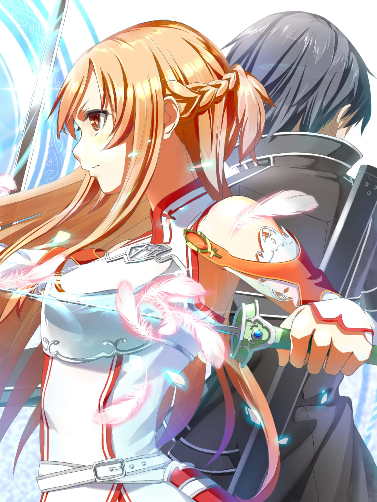 Sao Phone, glowing blades, floating feathers, Full HD Phone Wallpaper