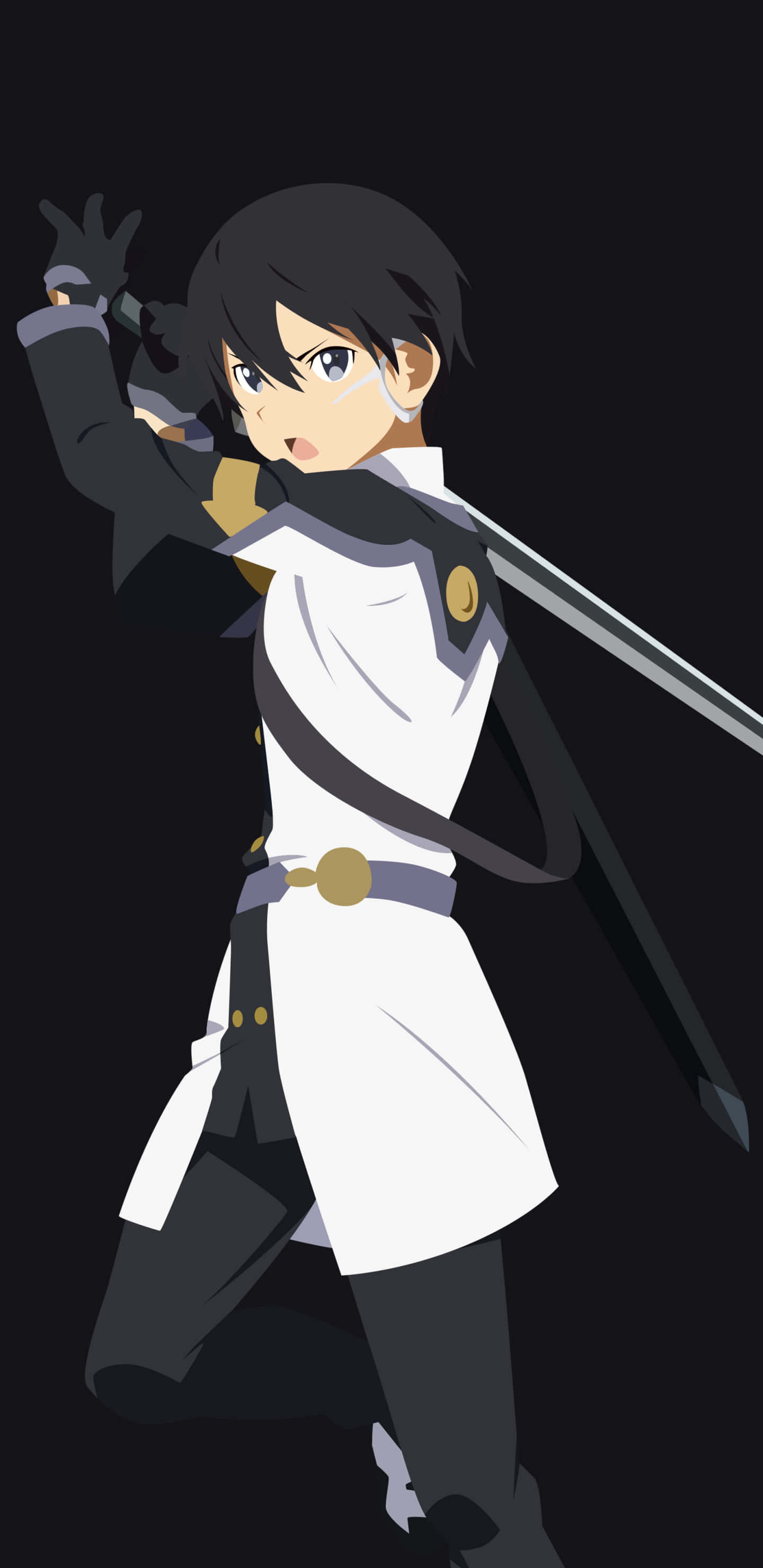 Sao Phone, white and black uniform, sword, 2K Phone Wallpaper