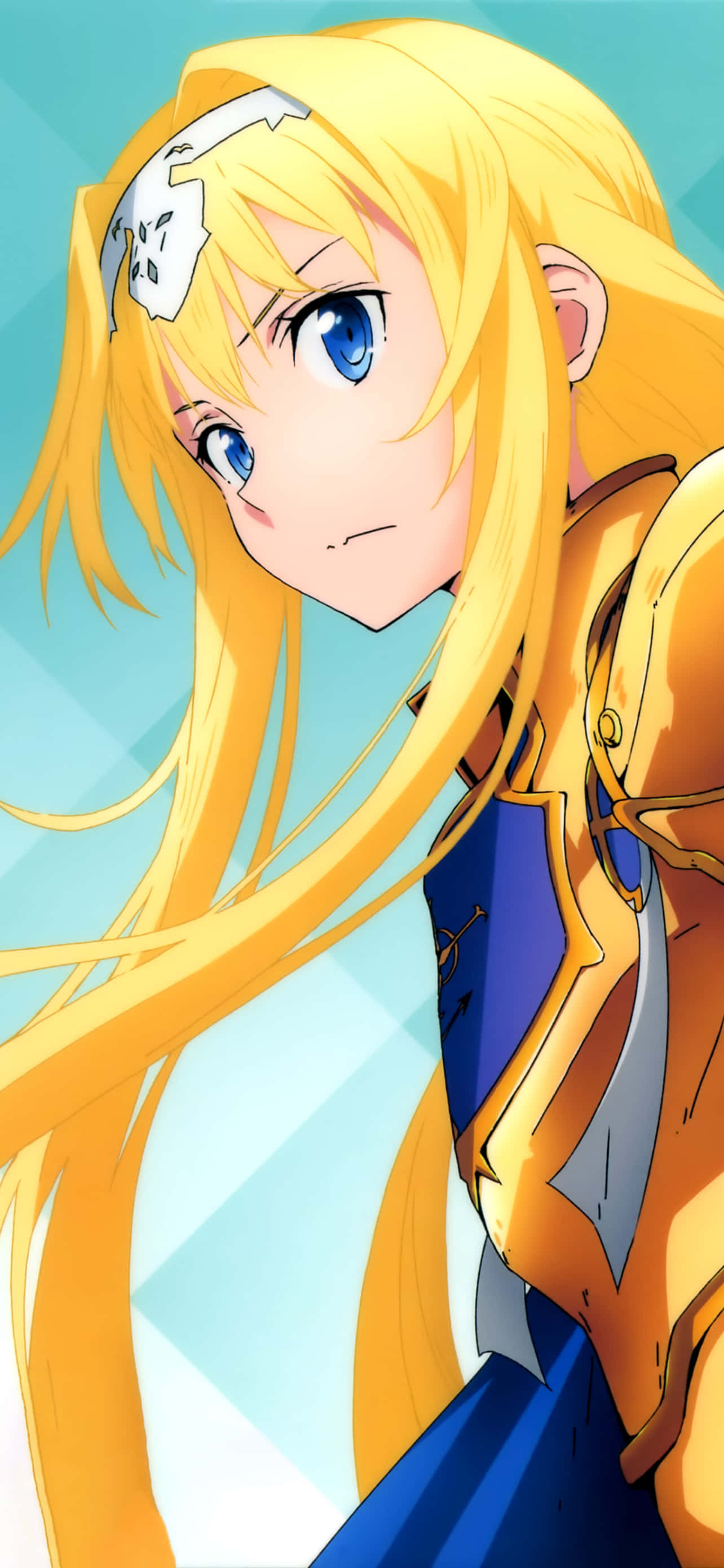 Sao Phone, long blonde hair, gold armor, 2K Phone Wallpaper