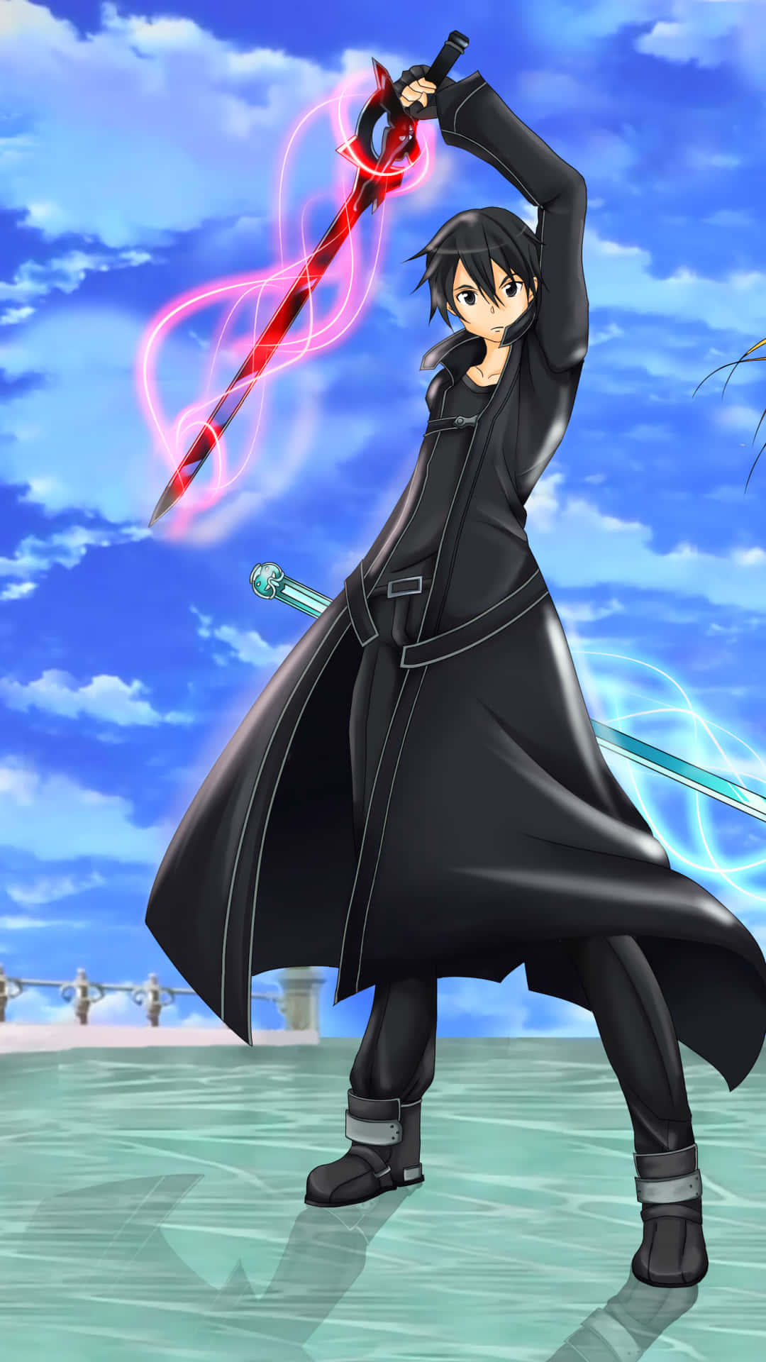 Sao Phone, anime character, black coat, Full HD Phone Wallpaper