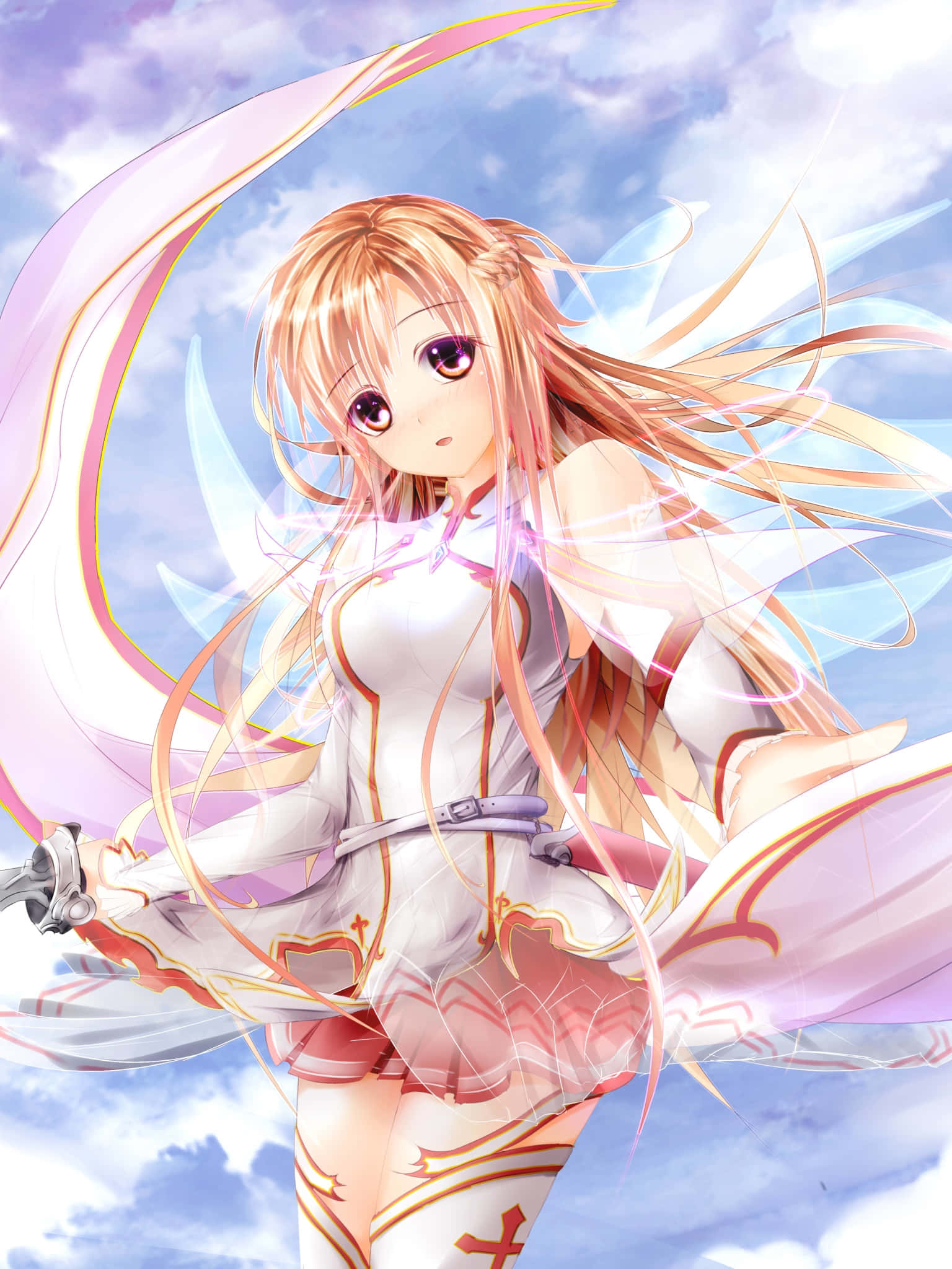 Sao Phone, long blonde hair, glowing wings, Full HD Phone Wallpaper