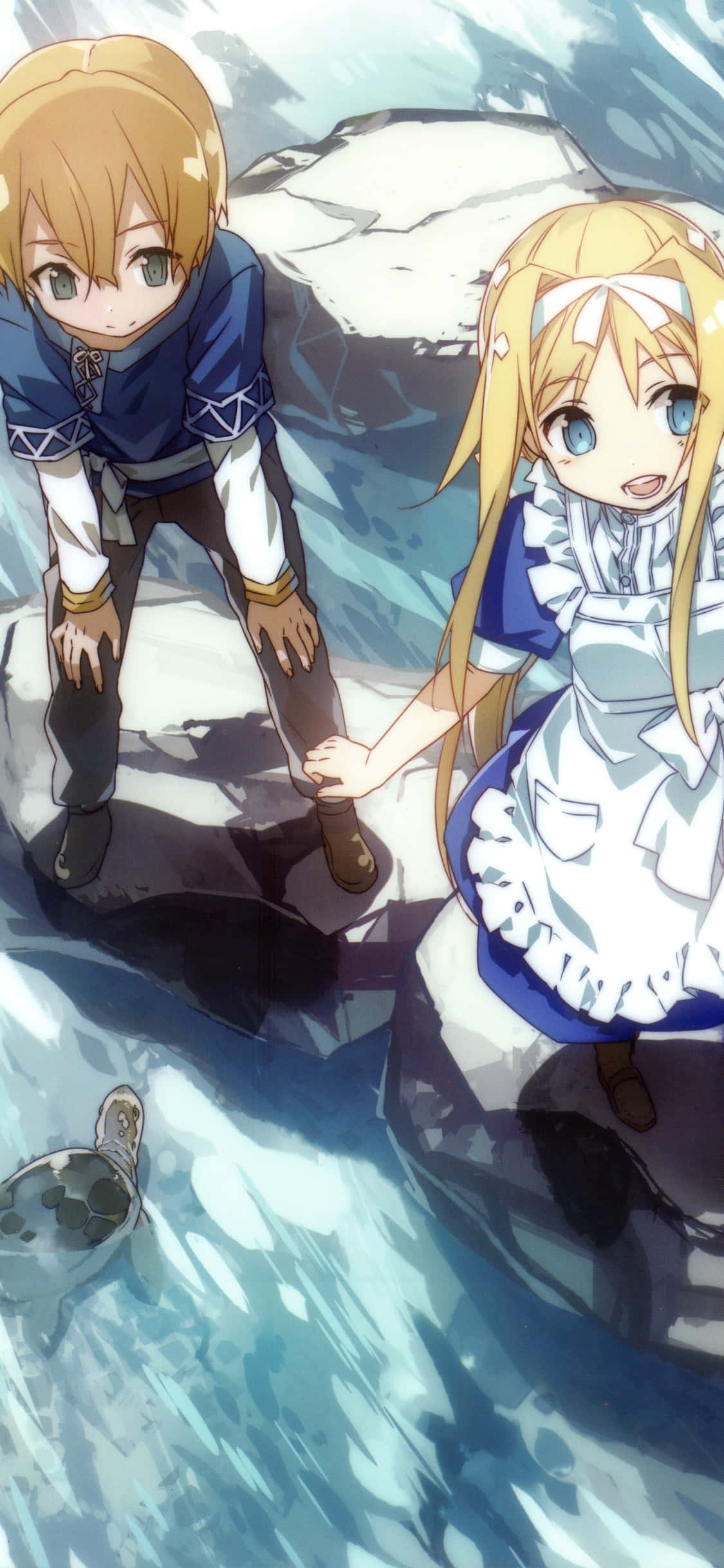 Sao Phone, blue and white outfits, icy rocks, Full HD Phone Wallpaper