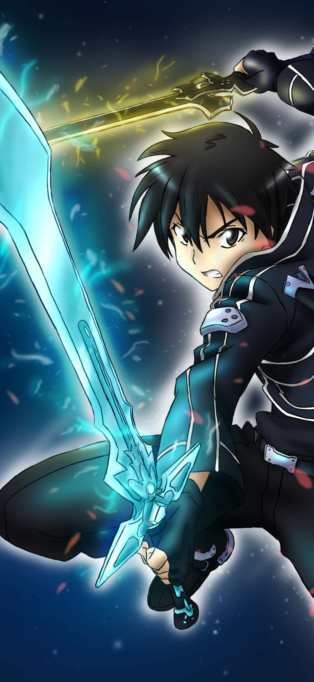 Sao Phone, glowing blue sword, golden blade, Full HD Phone Wallpaper