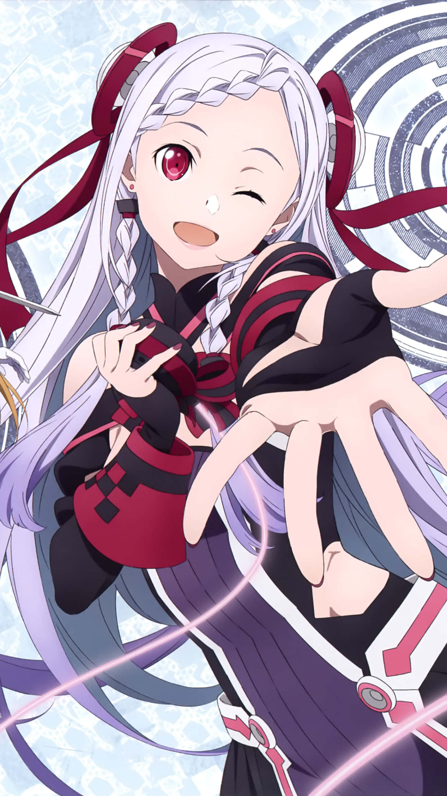 Sao Phone, silver hair, red eyes, 2K Phone Wallpaper