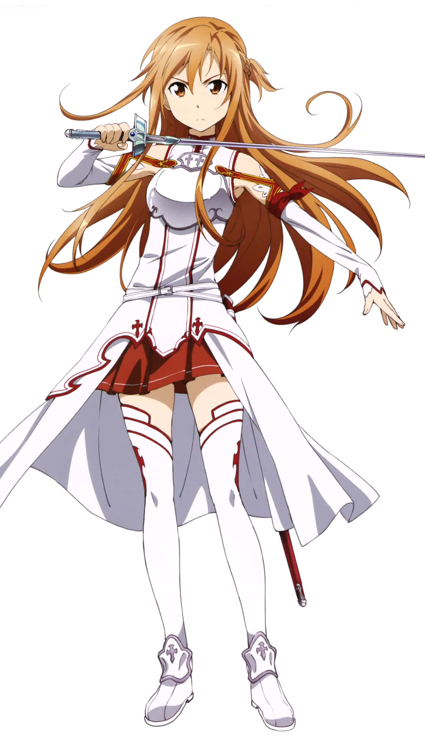Sao Phone, anime girl, long orange hair, 2K Phone Wallpaper