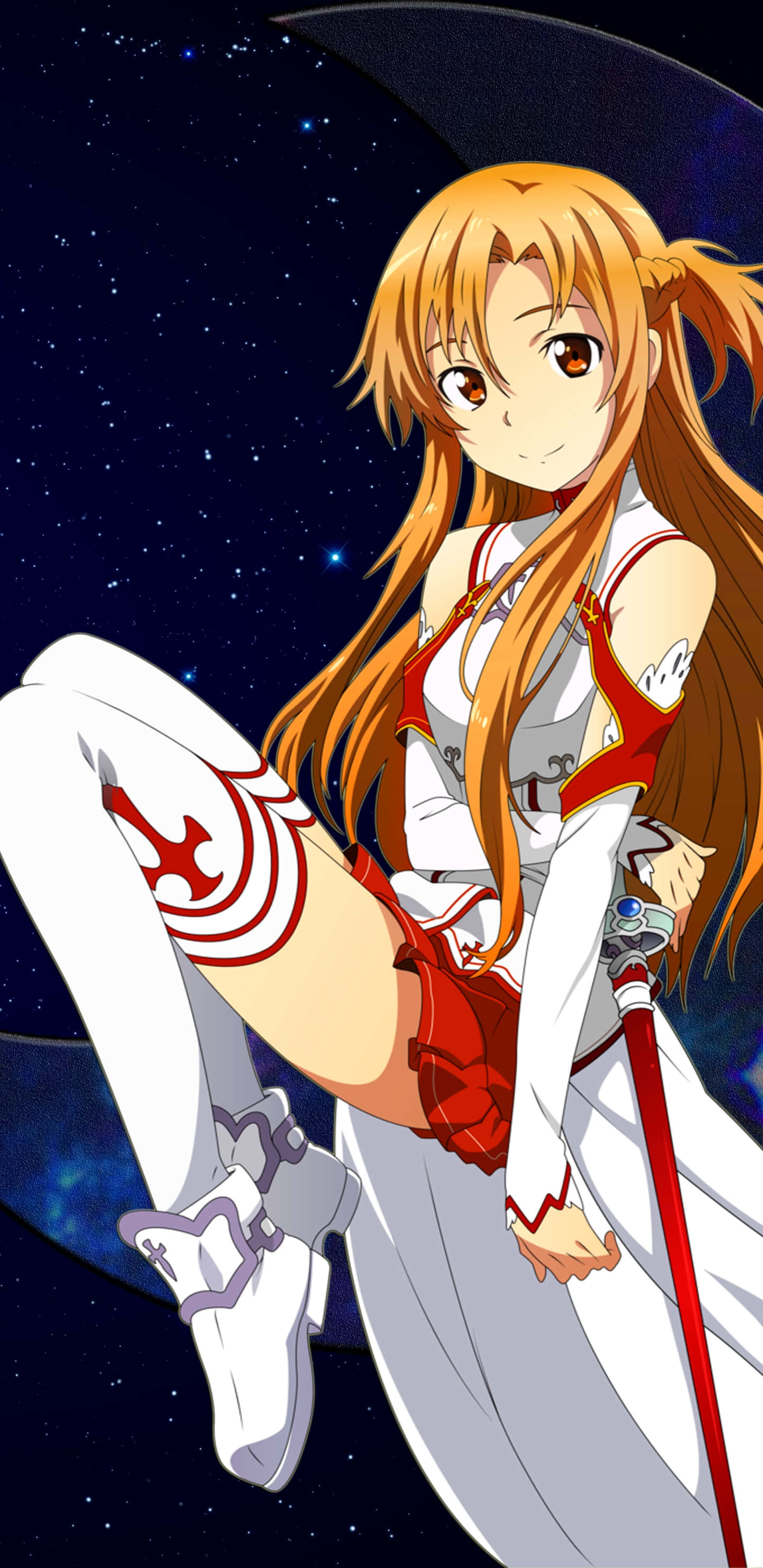 Sao Phone, anime girl, long orange hair, 2K Phone Wallpaper