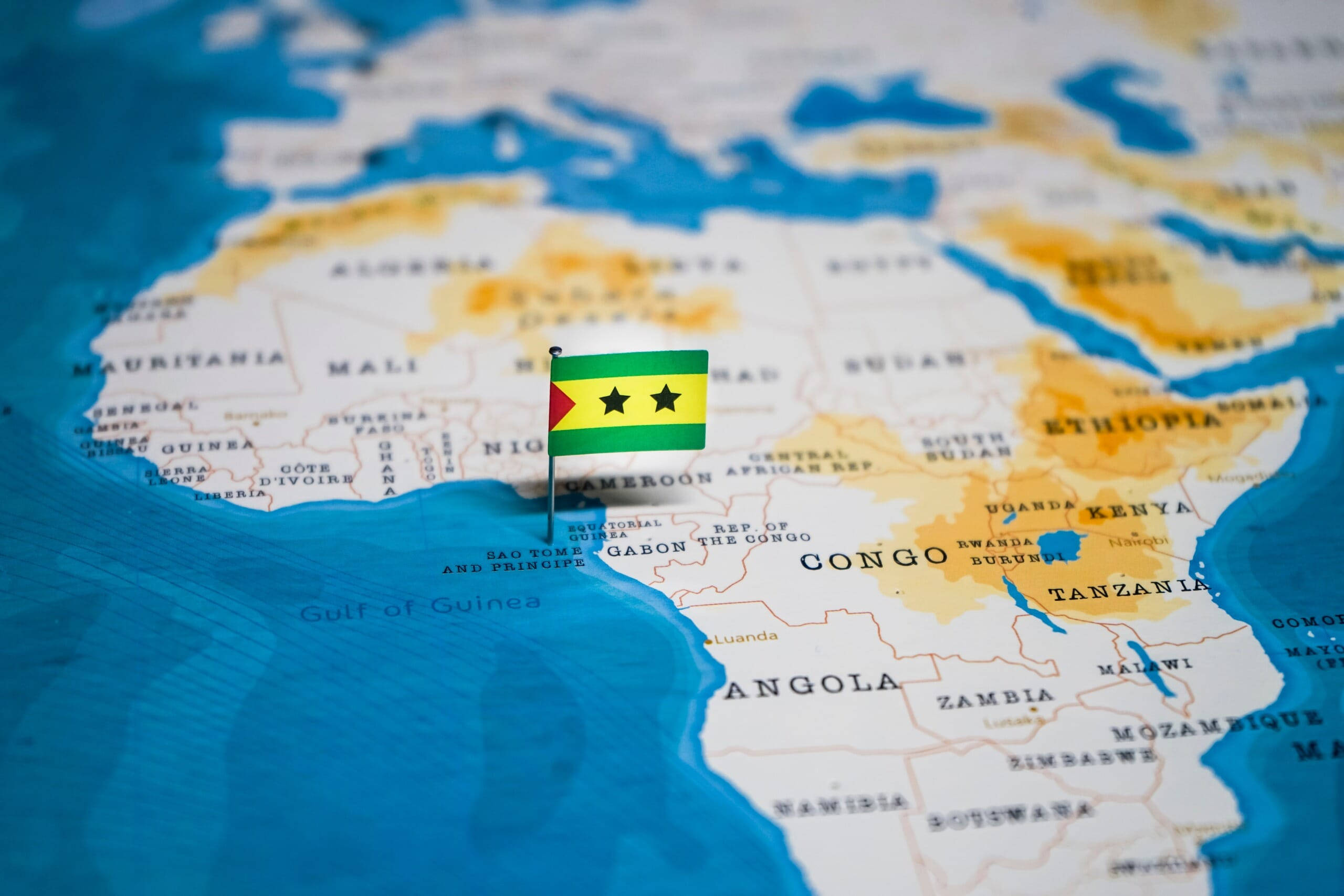 Sao Tome And Principe, world map, flag of Sao Tome and Principe, 2K Desktop Wallpaper