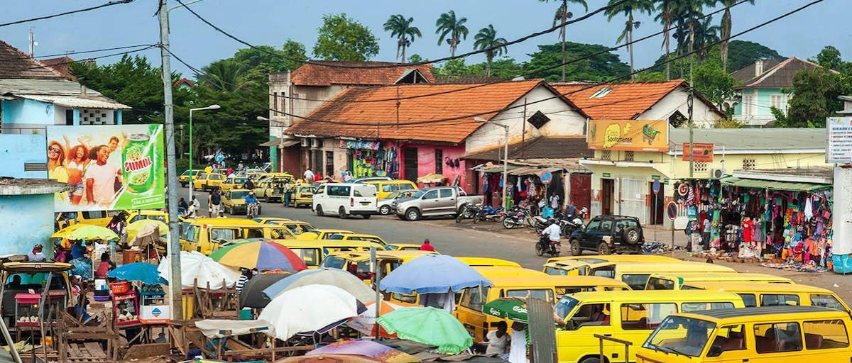 Sao Tome And Principe, yellow taxis, colorful umbrellas, SD Desktop Wallpaper