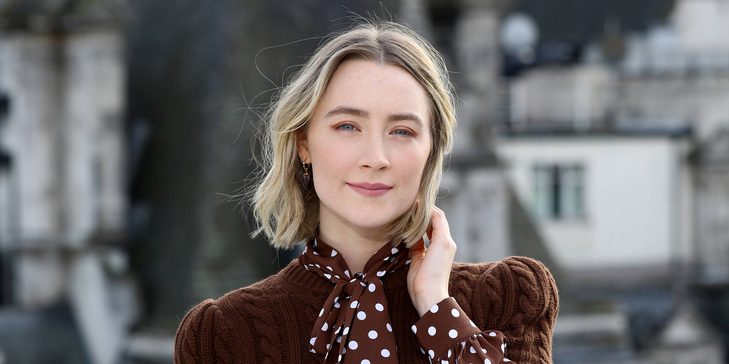 Saoirse Ronan, blonde hair, blue eyes, Full HD Desktop Wallpaper