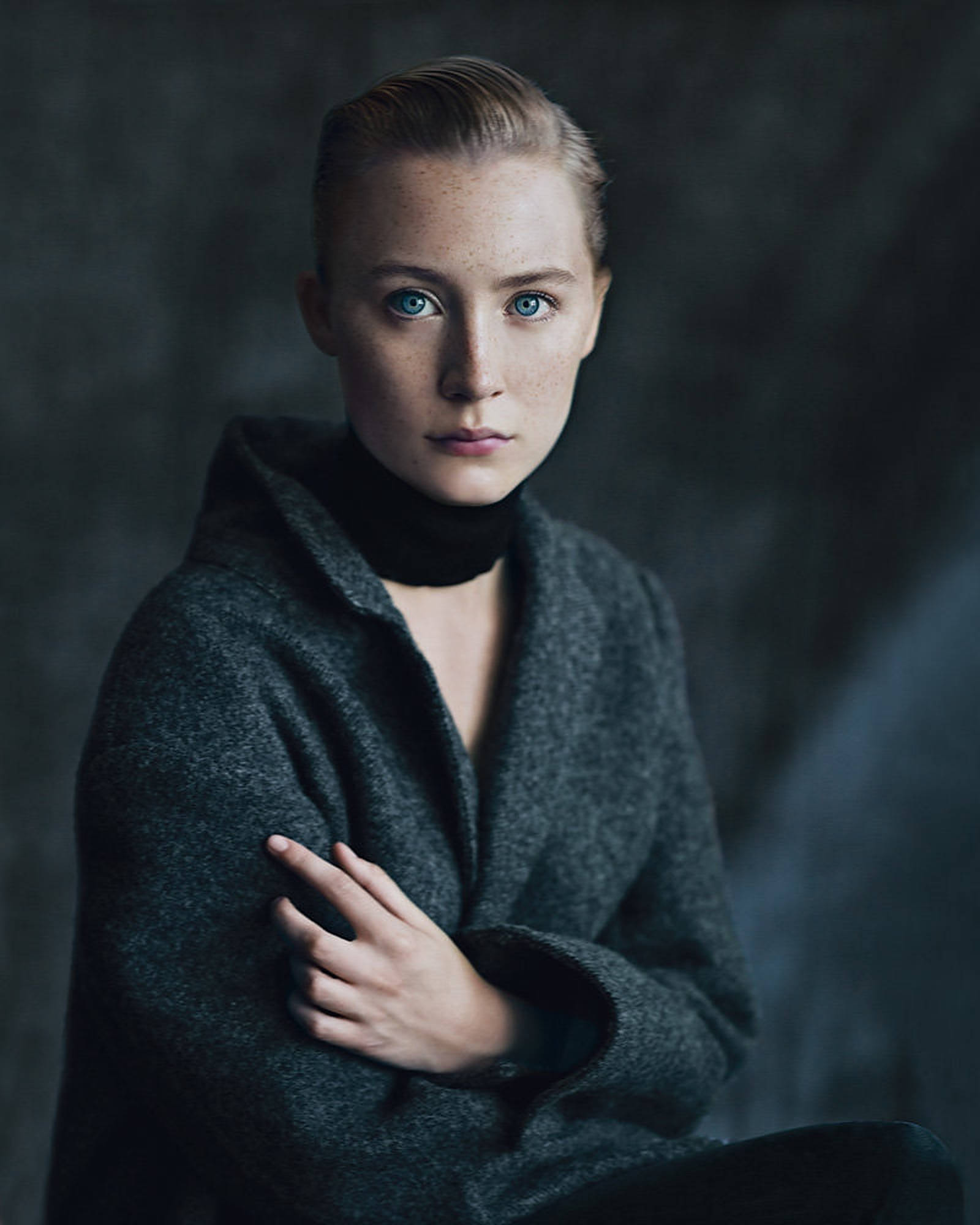 Saoirse Ronan, blue eyes, freckles, Full HD Phone Wallpaper