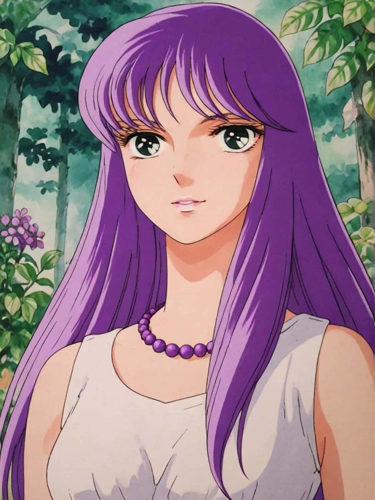 Saori Kido, purple haired anime character, long purple hair, HD Phone Wallpaper