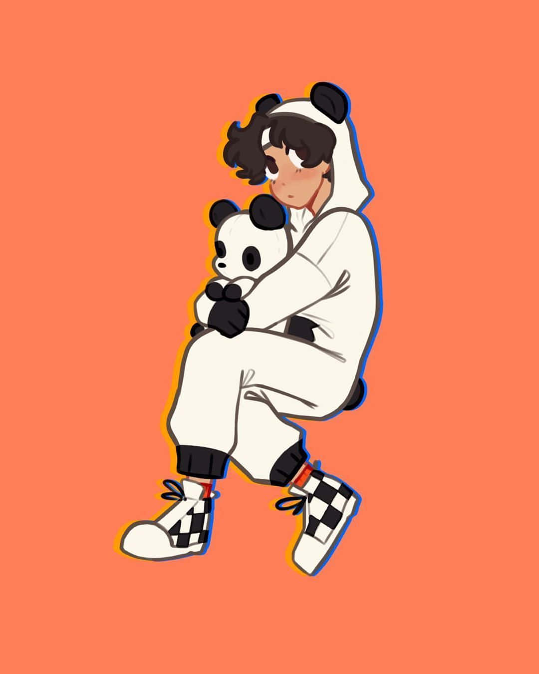 Sapnap, panda onesie, stuffed panda, HD Phone Wallpaper