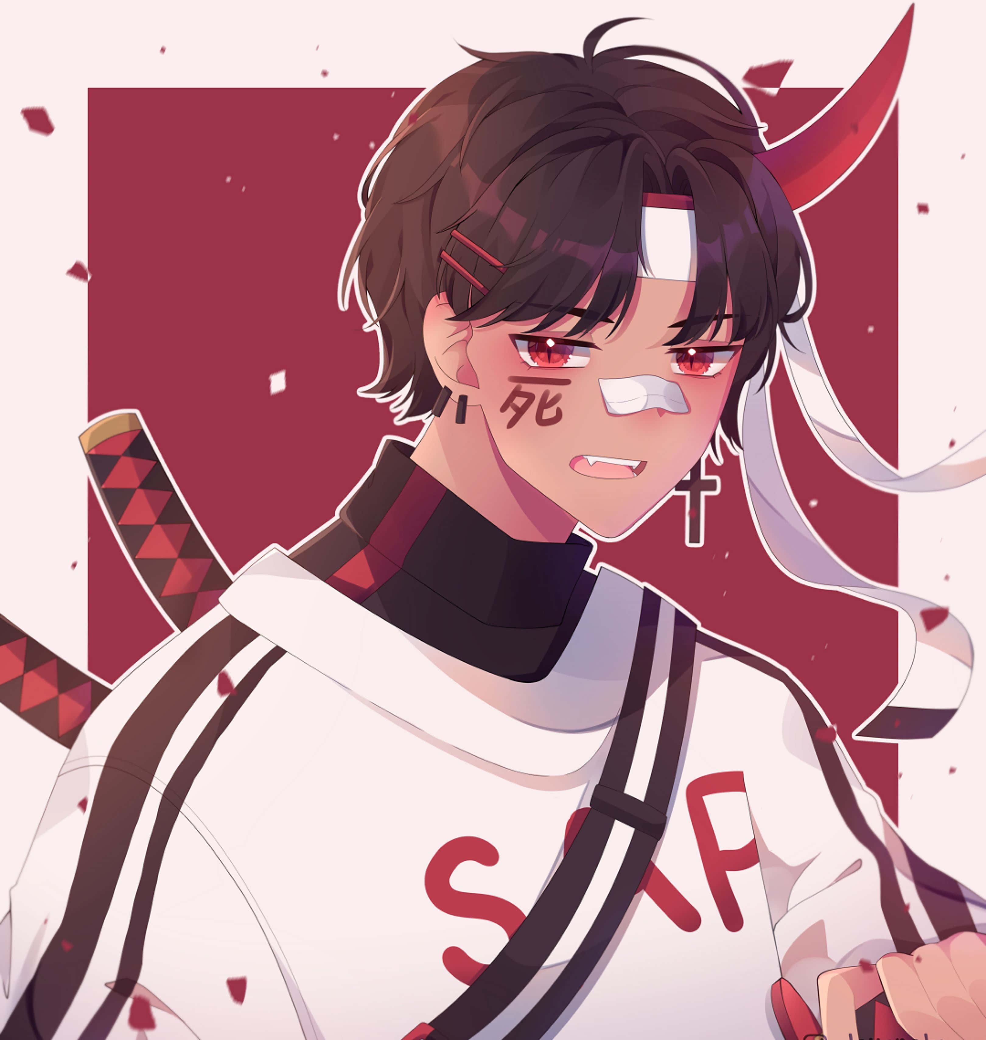 Sapnap, anime boy, red eyes, 2K Phone Wallpaper