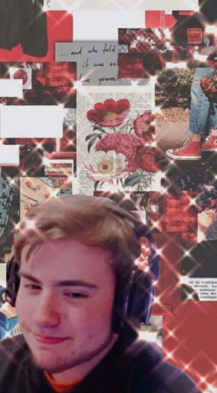 Sapnap, red aesthetic, glittery collage, HD Phone Wallpaper