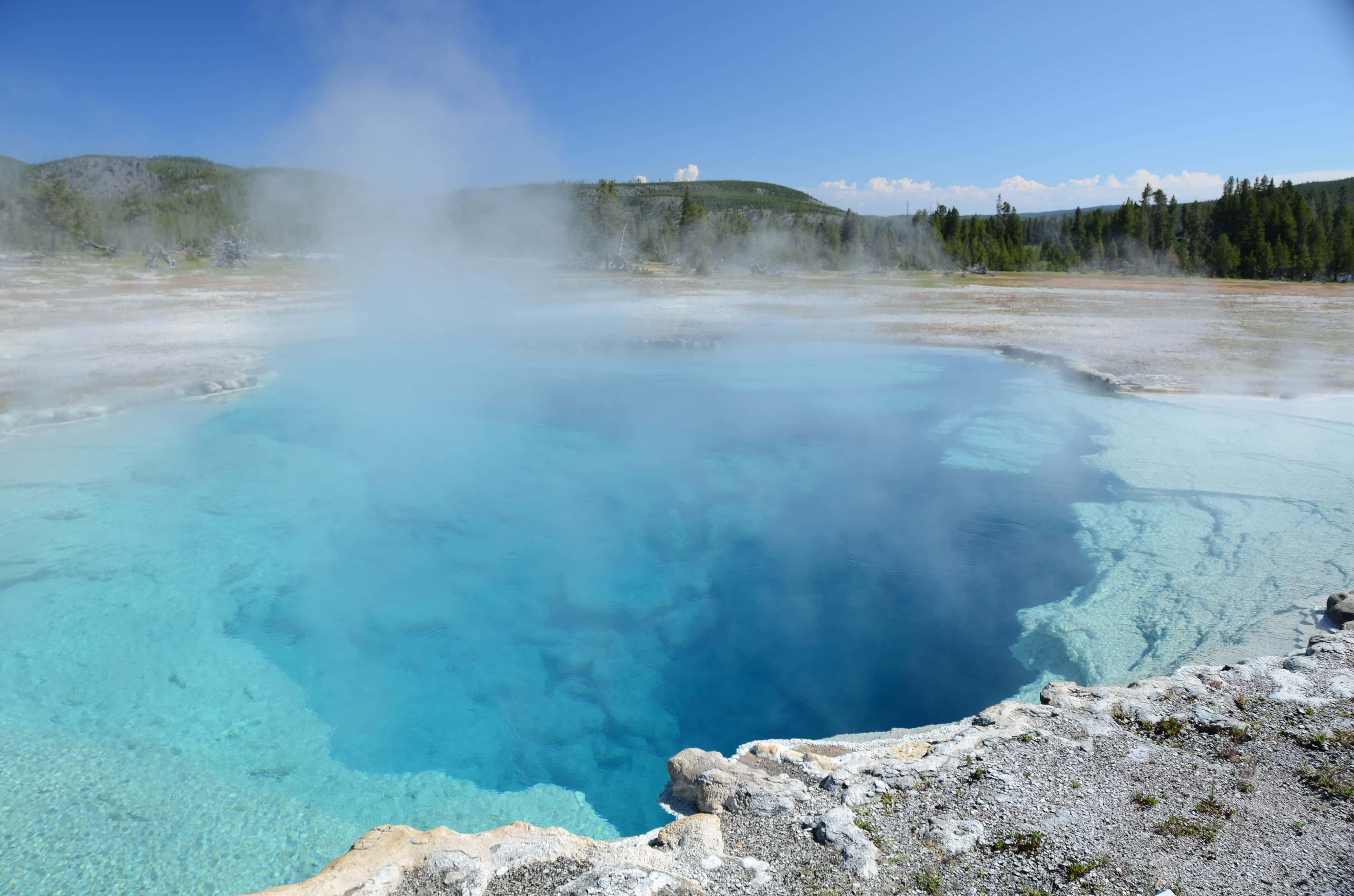 Sapphire Blue, turquoise hot spring, clear blue sky, 4K Desktop Wallpaper