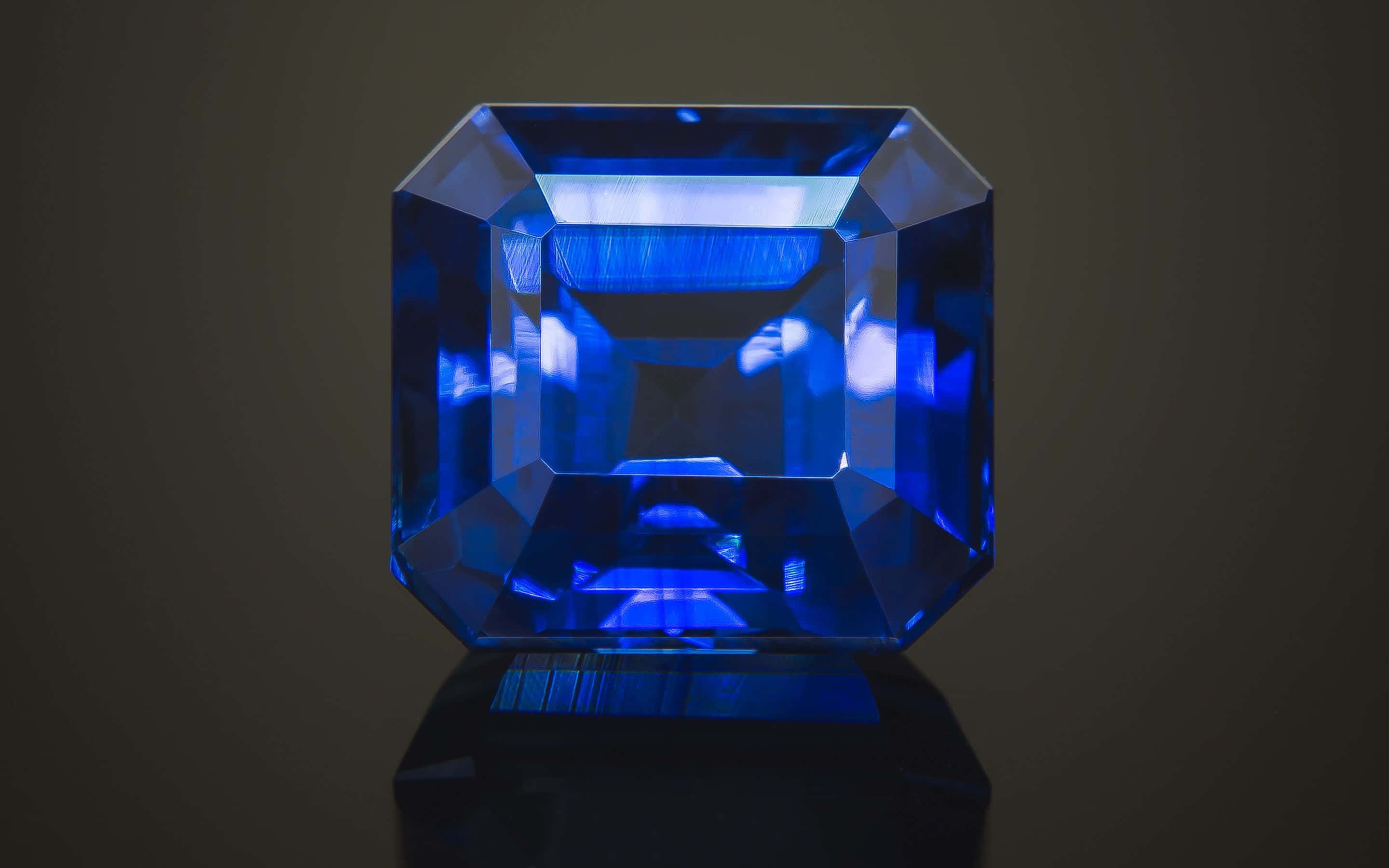 sapphire blue, emerald-cut gemstone, deep blue, 2K Desktop Wallpaper