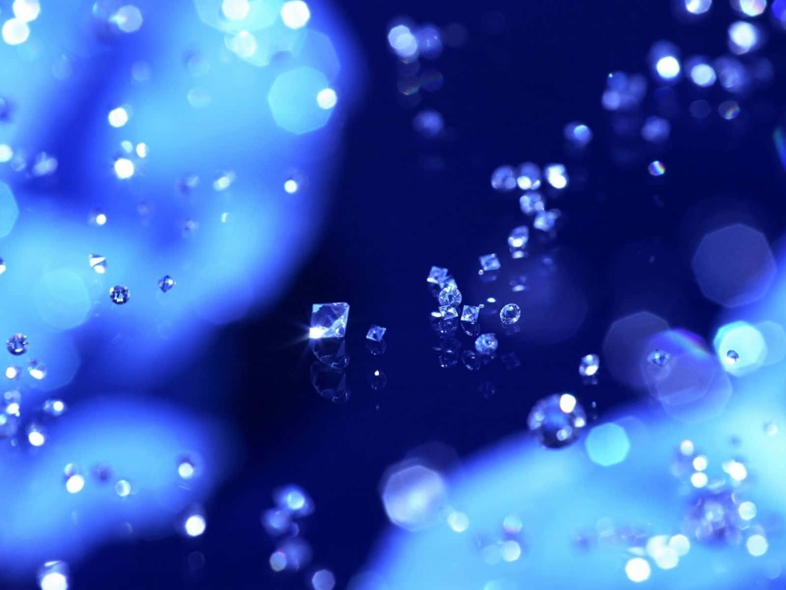 sapphire blue, shimmering blue diamonds, dreamy bokeh-lit space, HD Desktop Wallpaper