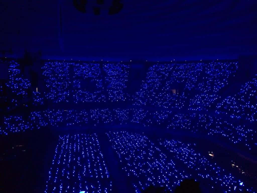 Sapphire Blue, concert arena, glowing blue light sticks, SD Desktop Wallpaper
