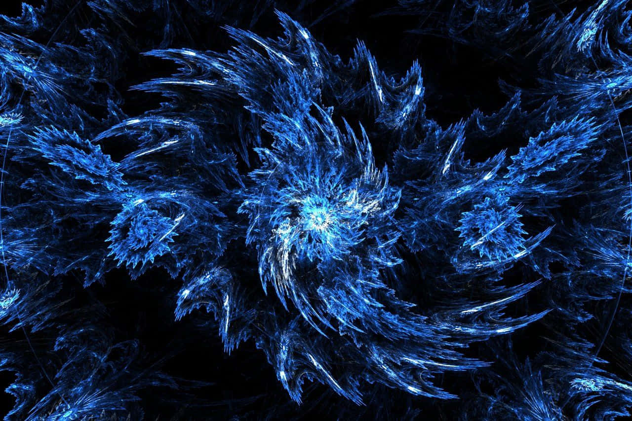 Sapphire Blue, fractal pattern, glowing center, HD Desktop Wallpaper