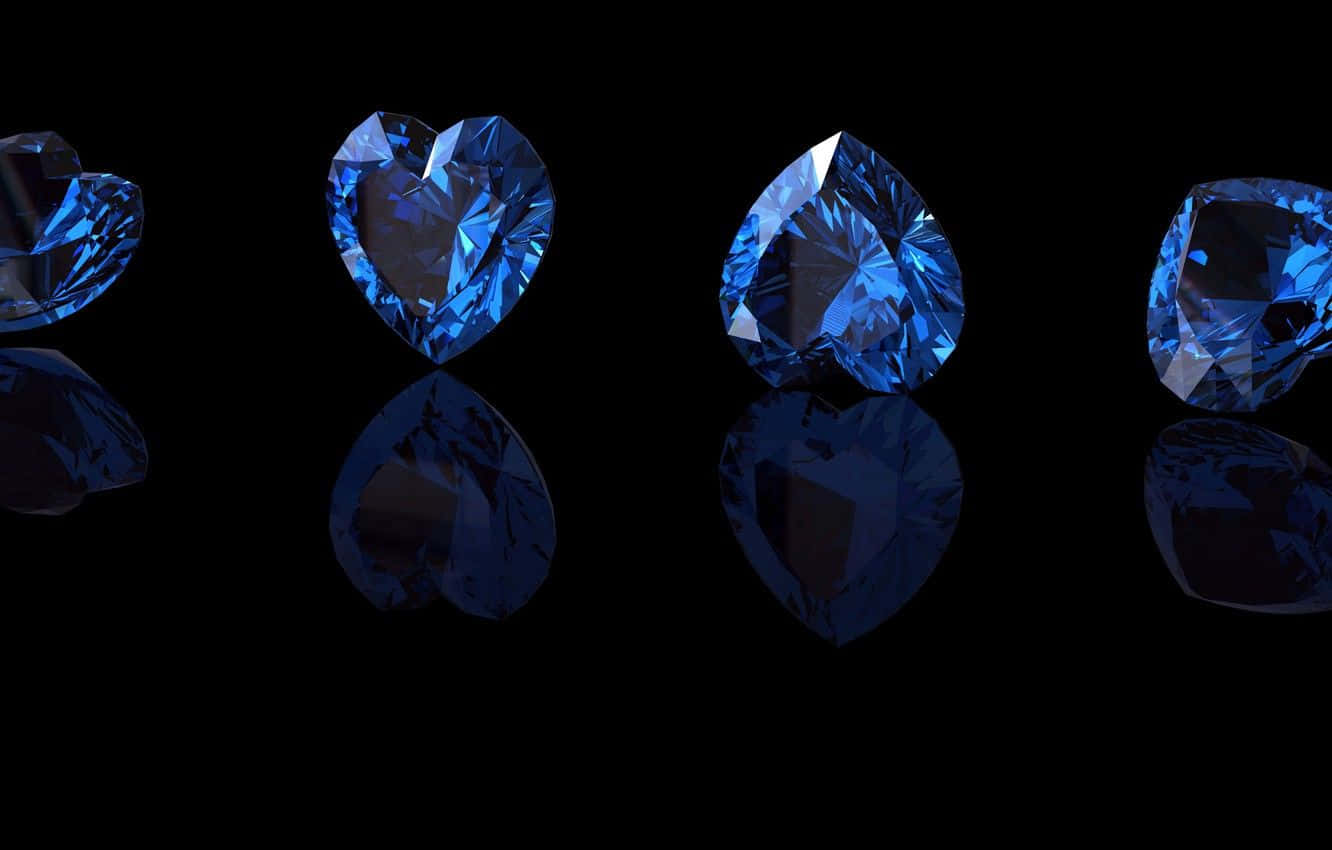 Sapphire Blue, heart-shaped gemstones, blue, HD Desktop Wallpaper