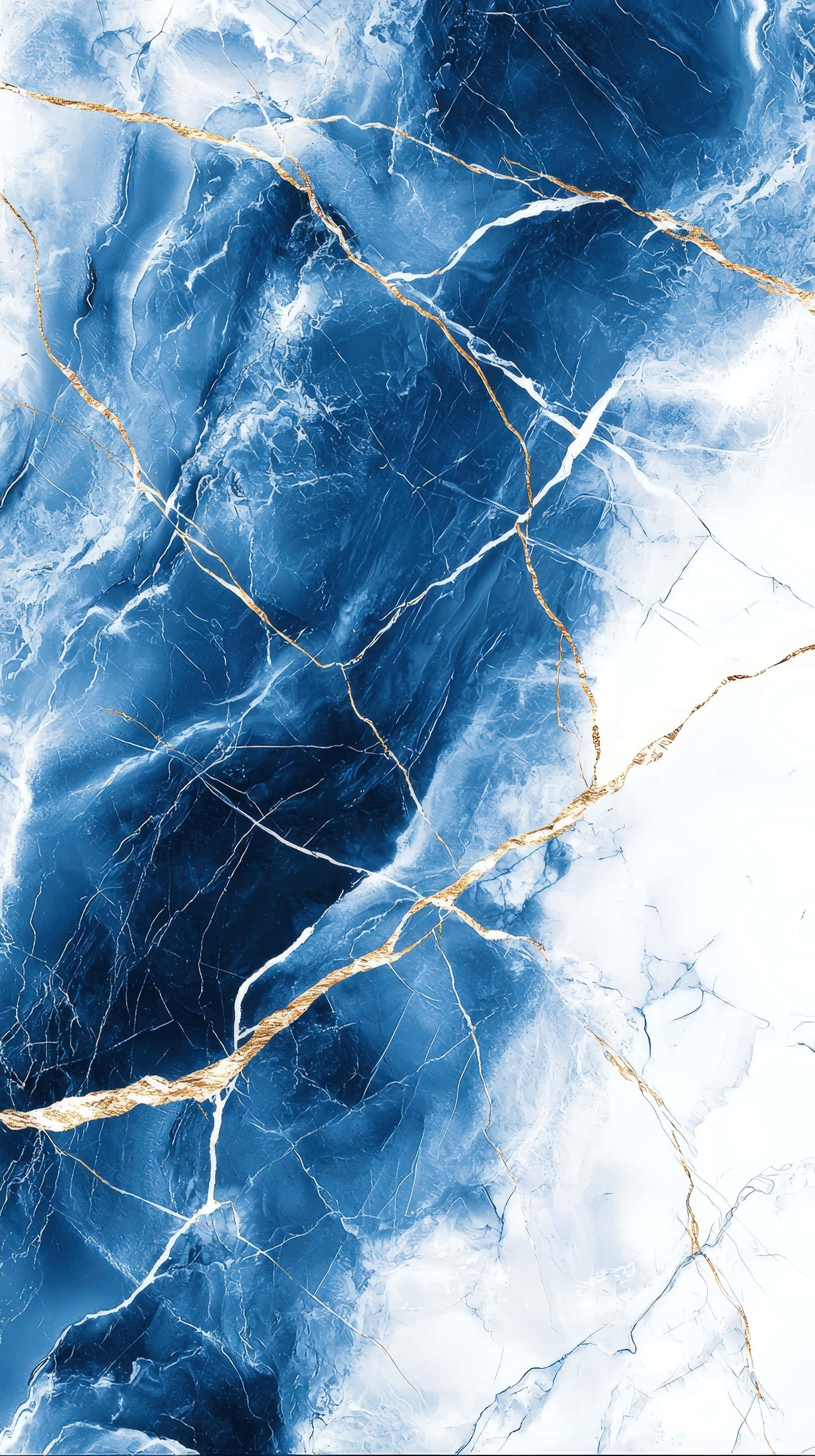 Sapphire Blue, marble texture, gold vein patterns, 2K Phone Wallpaper
