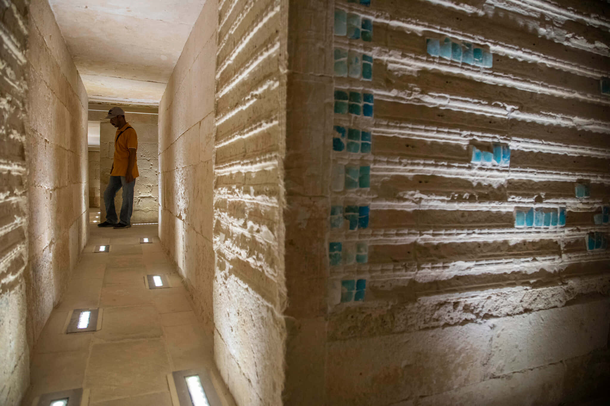 Saqqara Pyramid, ancient cemetery, orange shirt, Full HD Desktop Wallpaper
