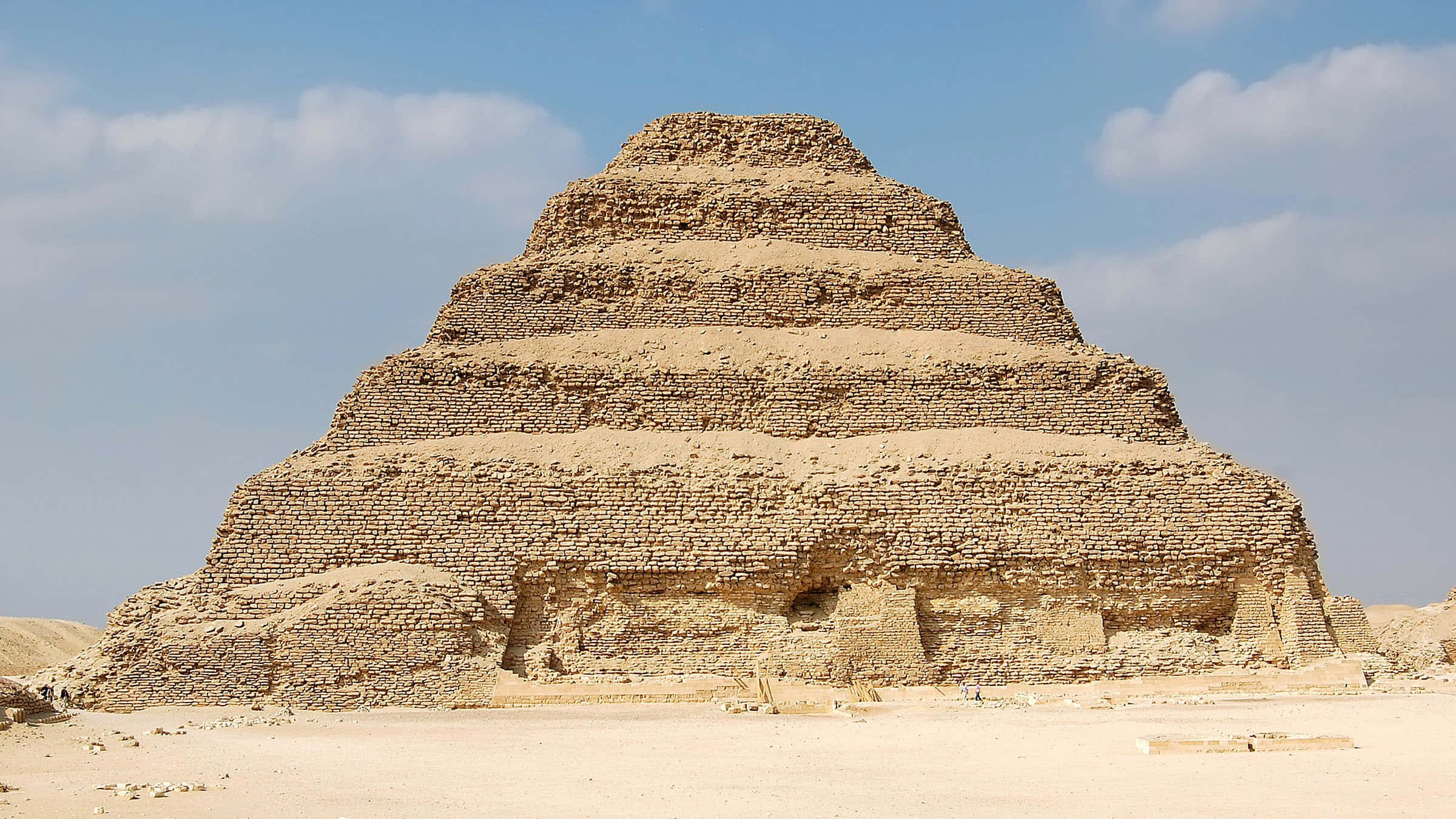 Saqqara Pyramid, desert, bright blue sky, Full HD Desktop Wallpaper