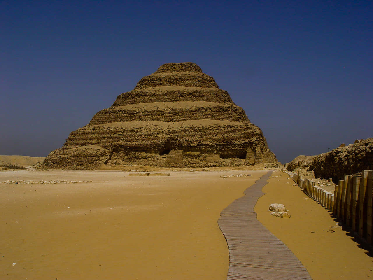 Saqqara Pyramid, yellow palette, golden desert sands, HD Desktop Wallpaper