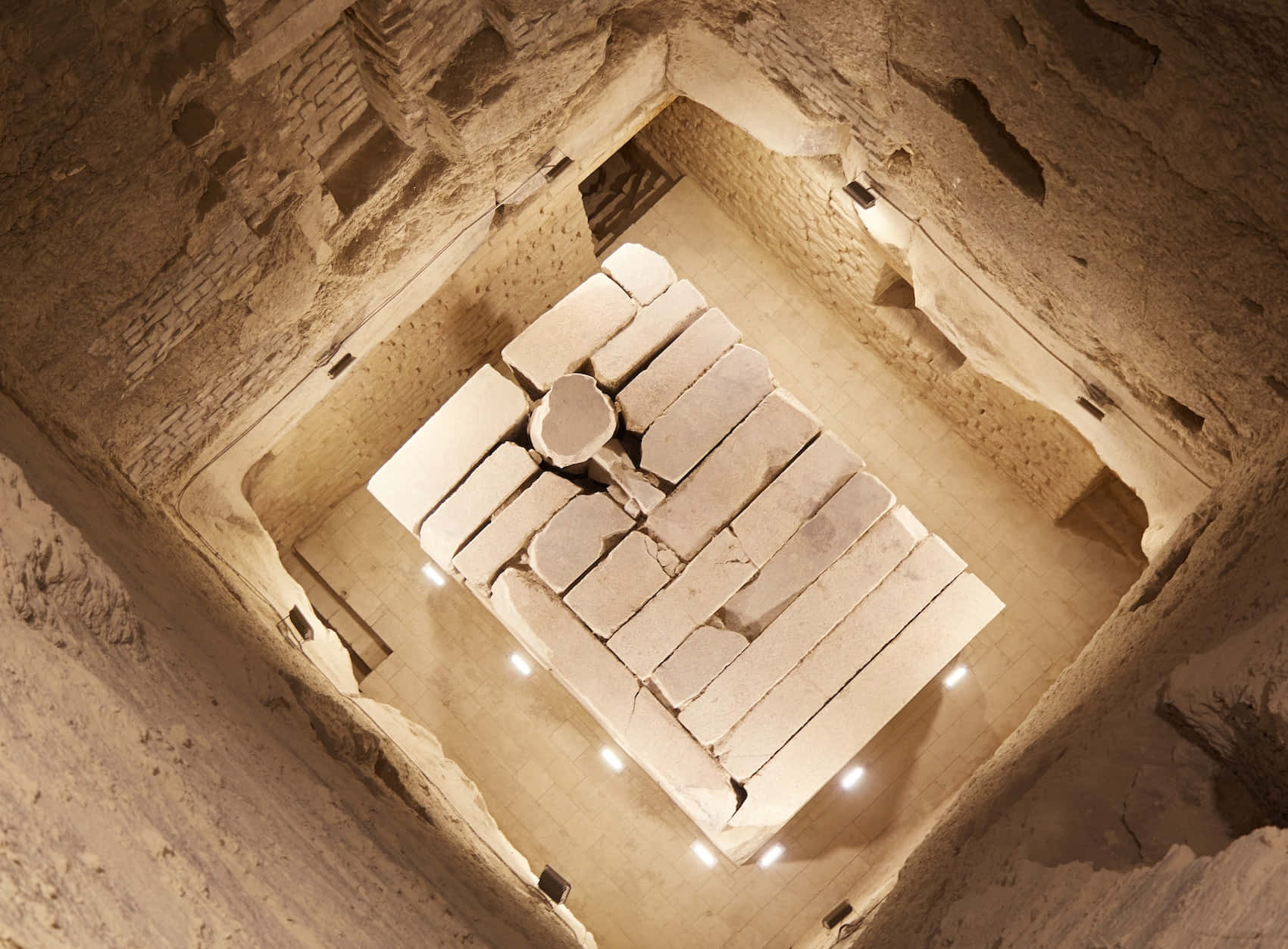 Saqqara Pyramid, granite blocks, square chamber, HD Desktop Wallpaper