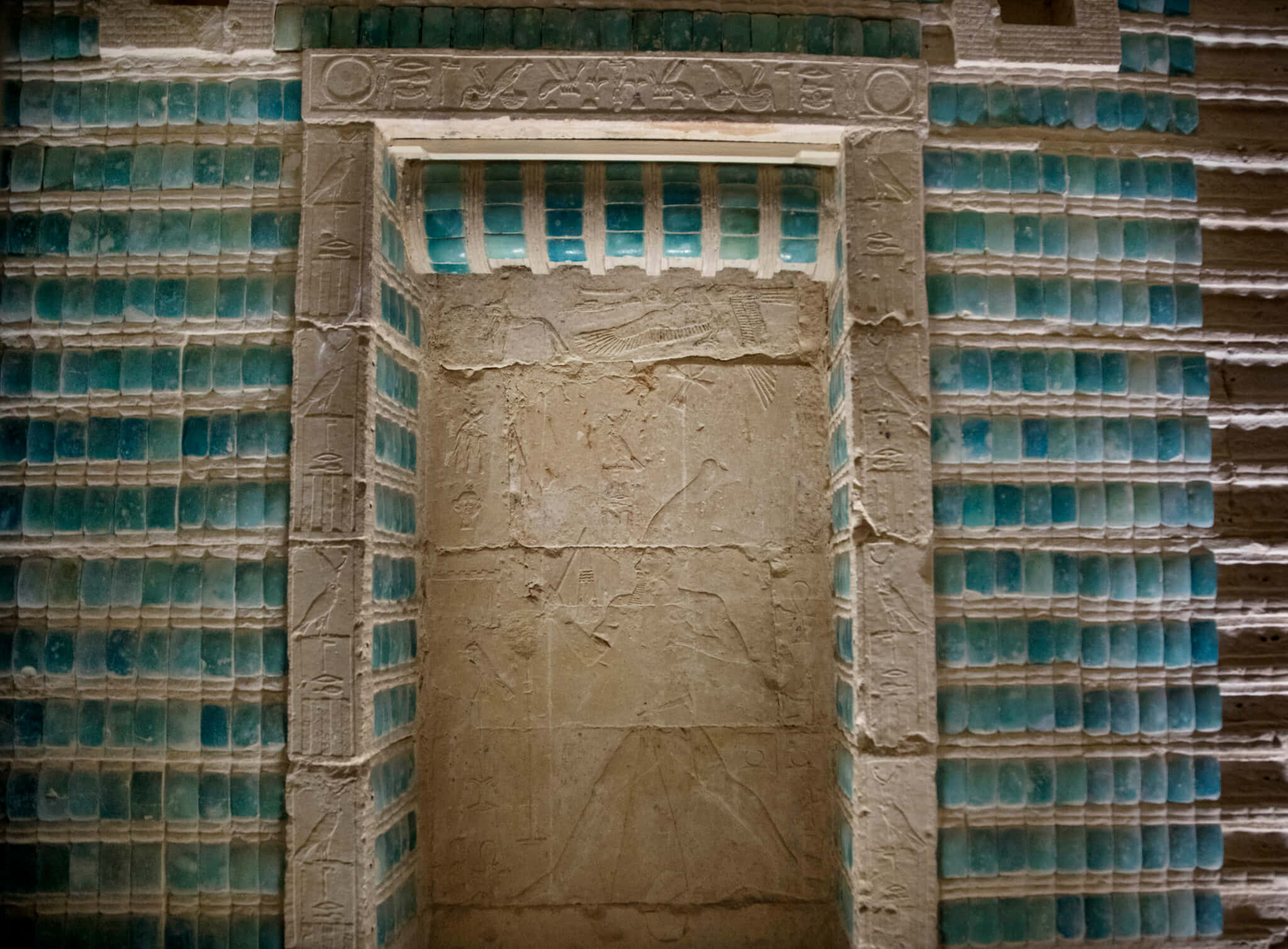 Saqqara Pyramid, ancient tomb, turquoise glazed tiles, Full HD Desktop Wallpaper