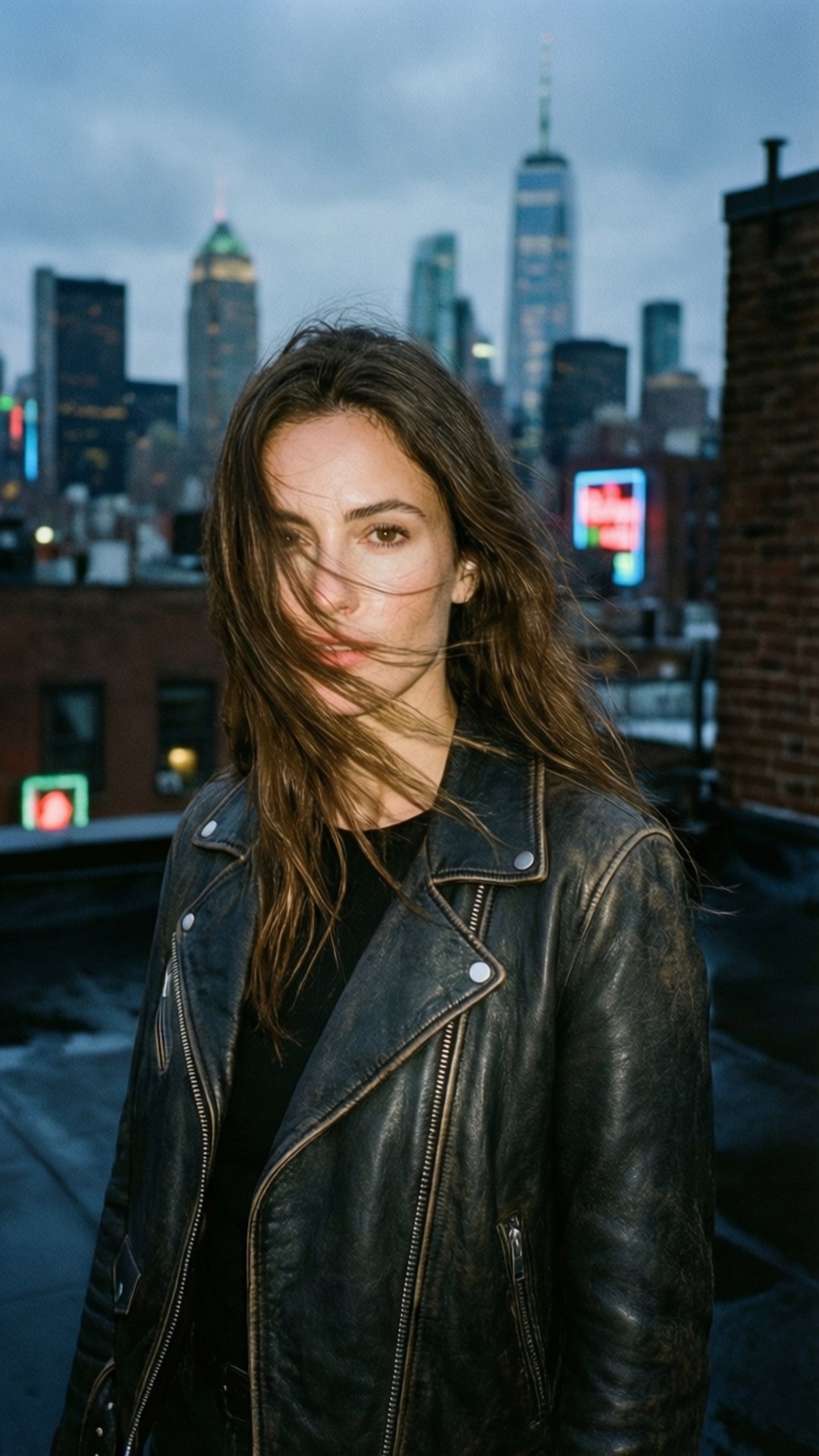 Sarah Jeanne Labrosse, rooftop, dusk, Full HD Phone Wallpaper