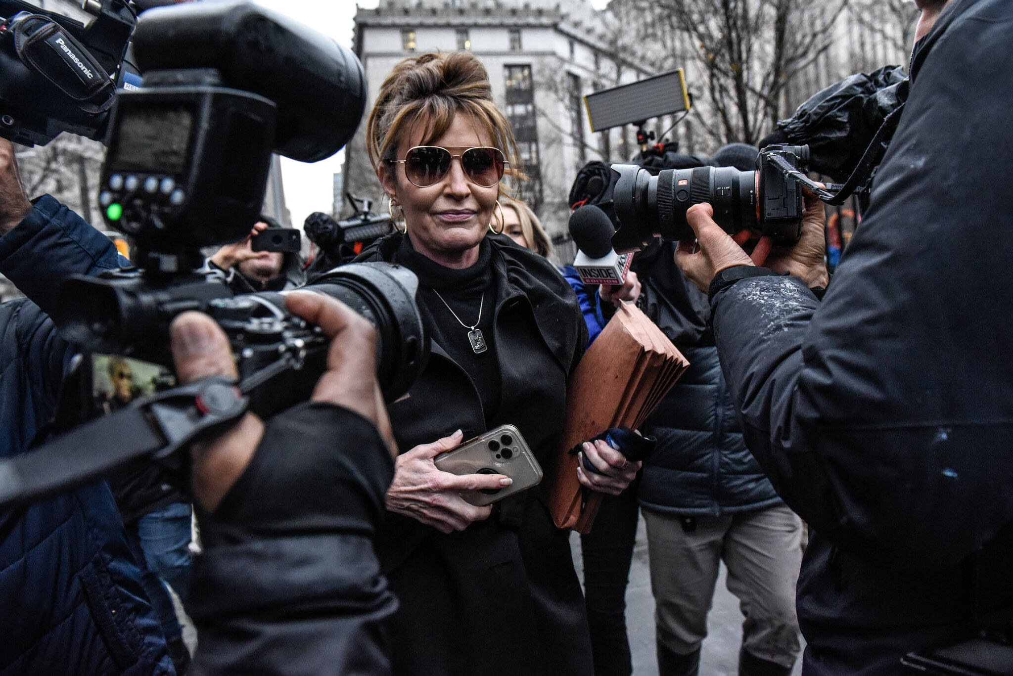Sarah Palin, sunglasses, black coat, Full HD Desktop Wallpaper
