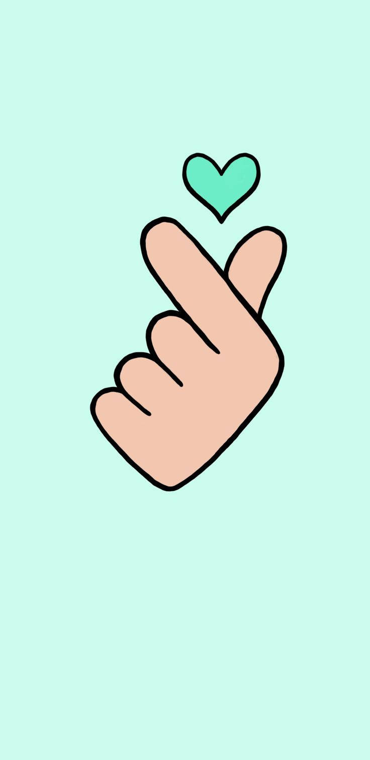 mint green, Saranghae, heart, HD Phone Wallpaper