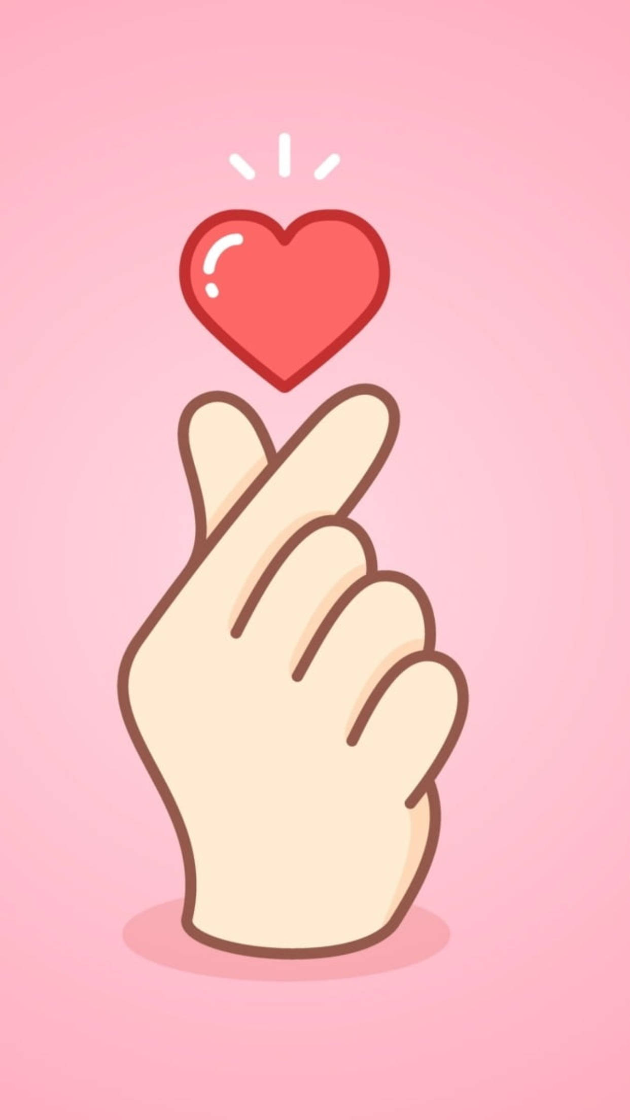Saranghae, finger heart icon, glowing red heart, Full HD Phone Wallpaper