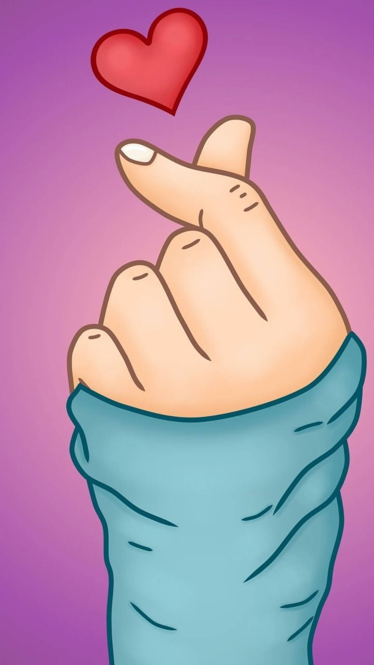 Saranghae, finger heart, red heart, Full HD Phone Wallpaper