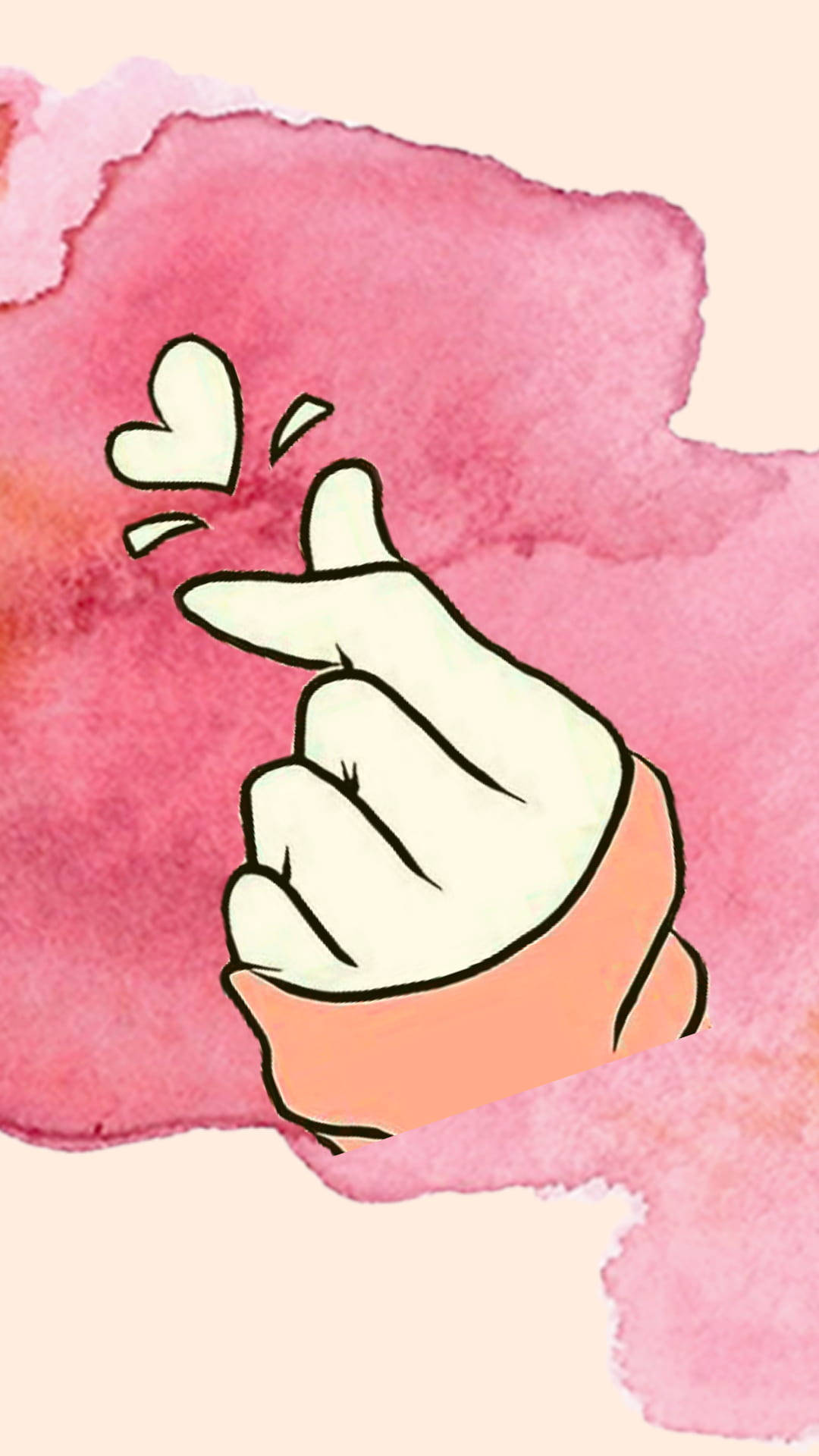 watercolor, pink watercolor background, floating hearts, Full HD Phone Wallpaper