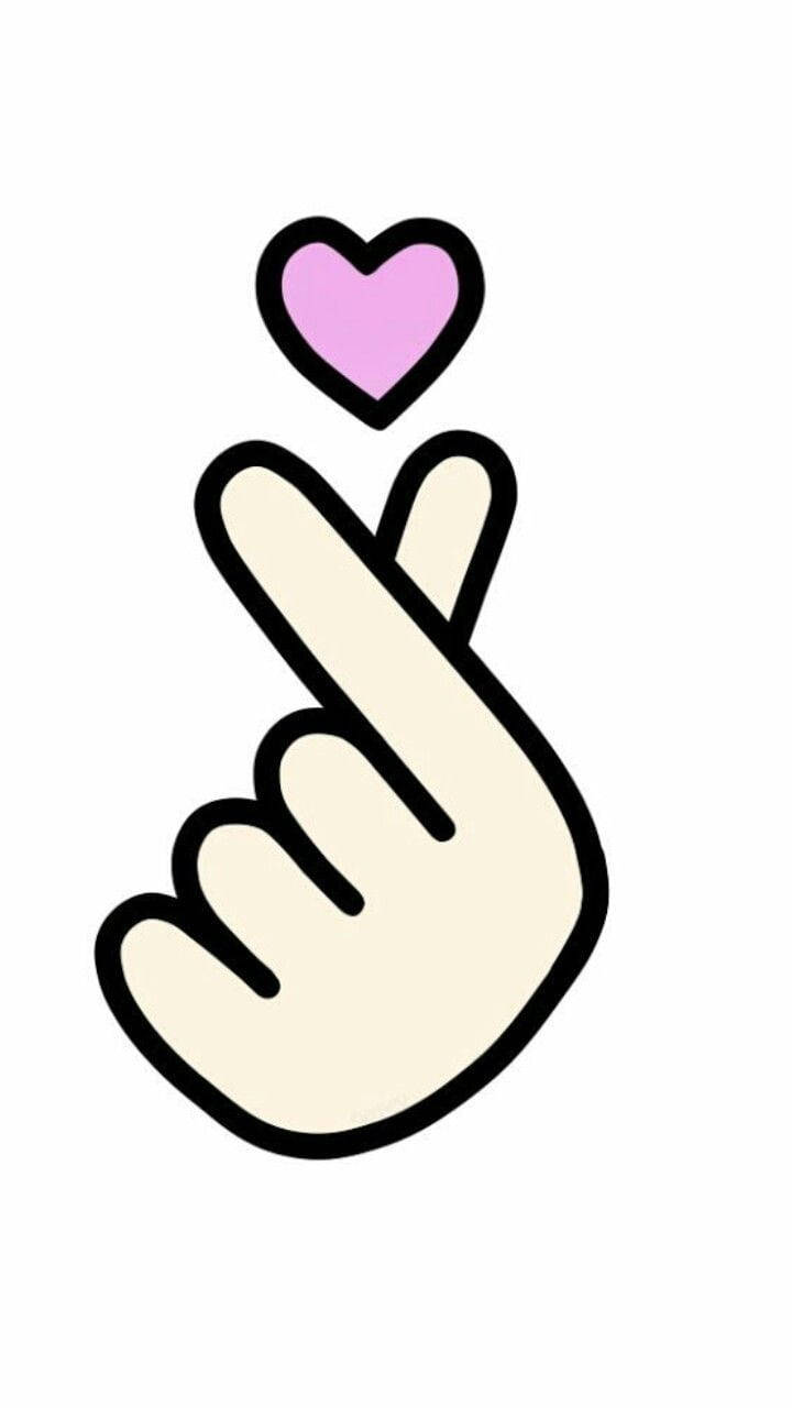 Saranghae, finger heart, pink heart, HD Phone Wallpaper