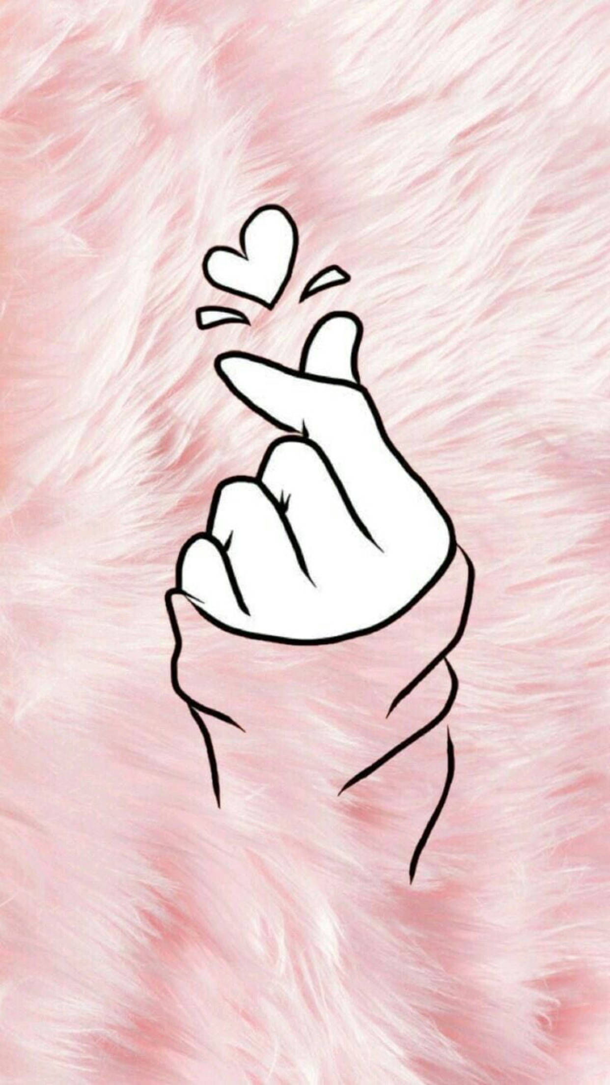 Saranghae, finger heart, pink rug, Full HD Phone Wallpaper