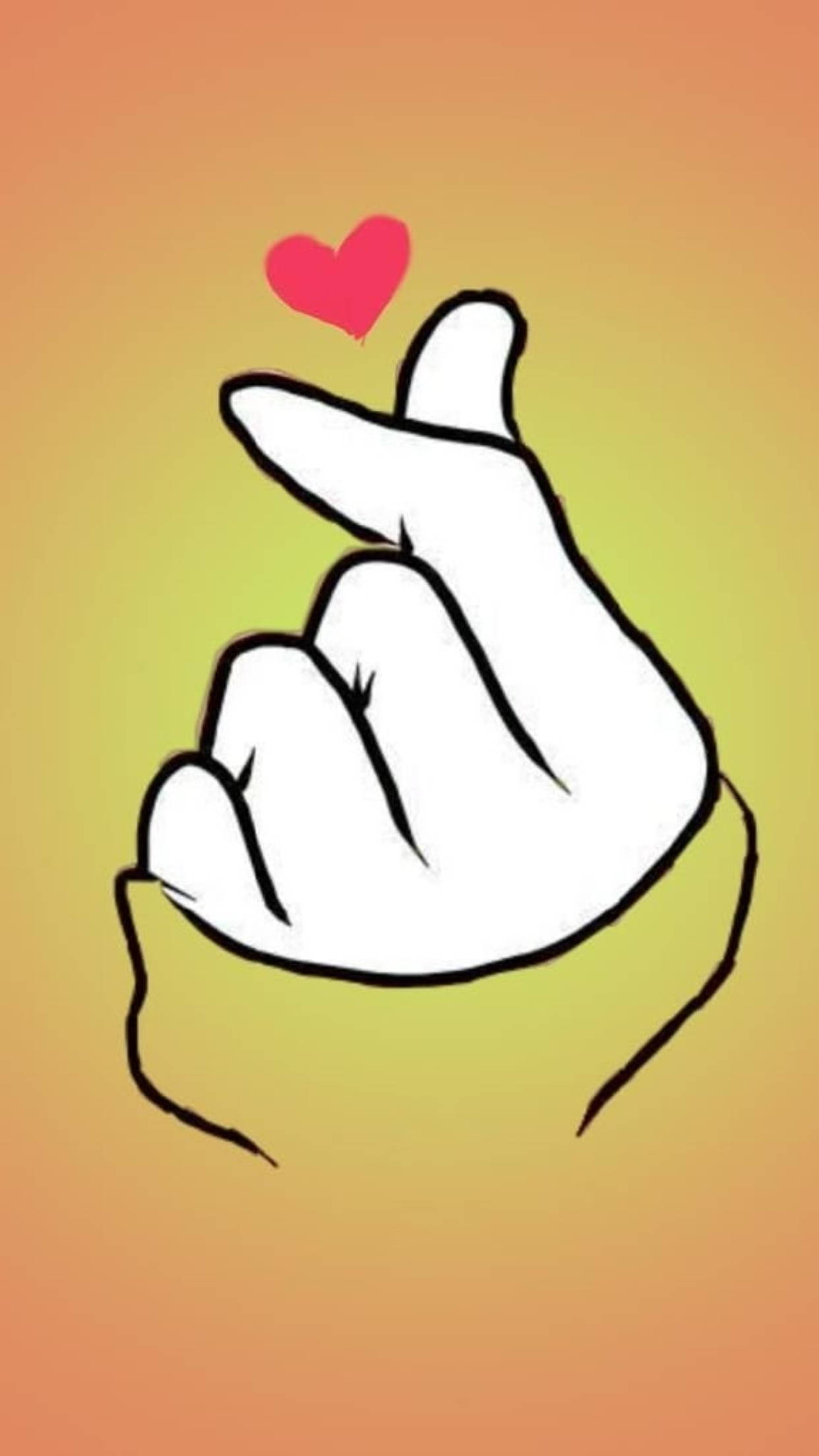 Saranghae, finger heart, abstract art, Full HD Phone Wallpaper