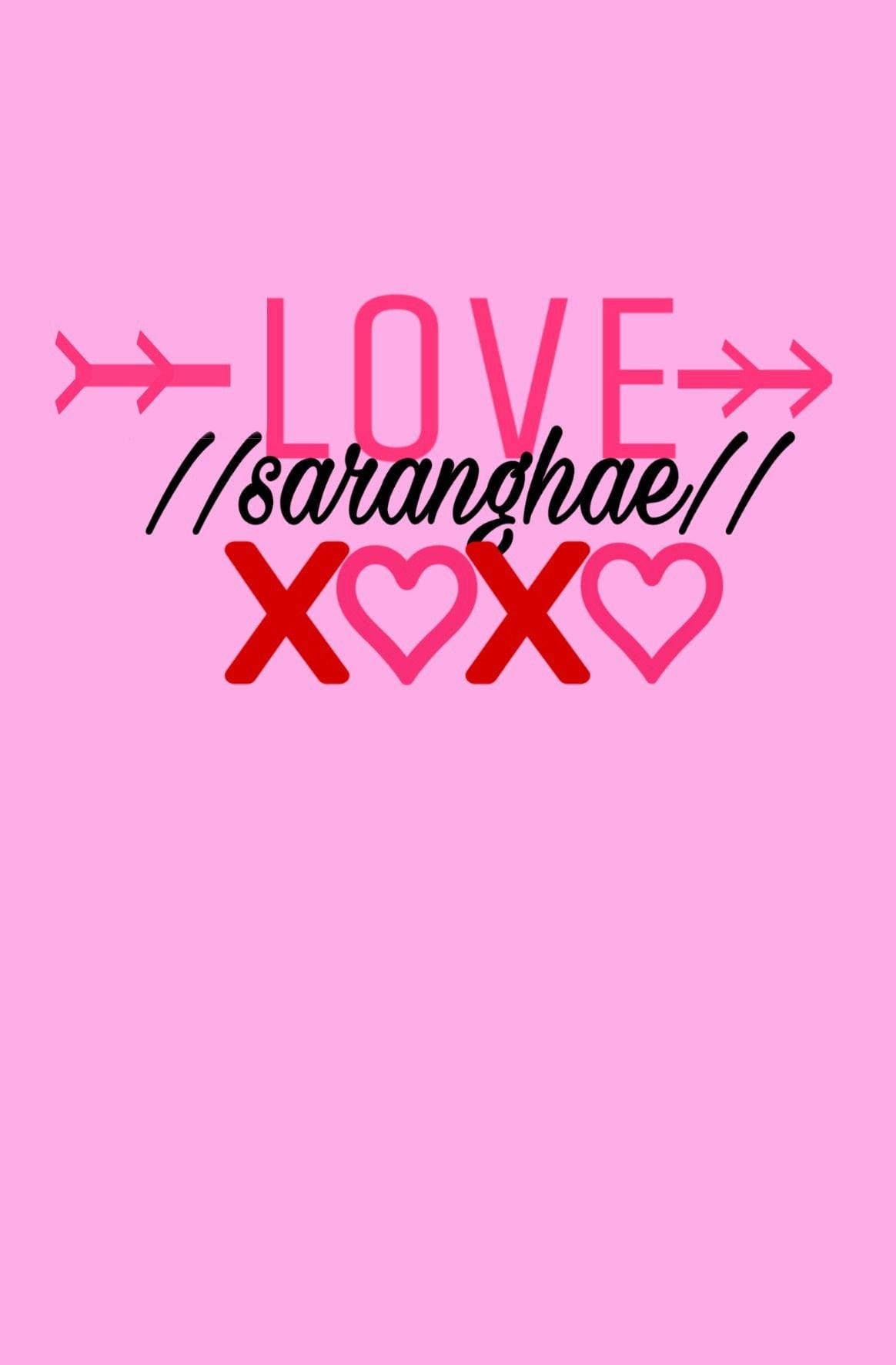 Simple XOXO Saranghae, pink background, bold text, HD Phone Wallpaper