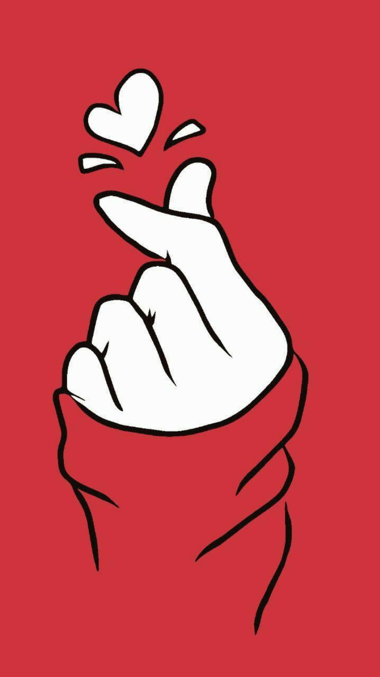 Saranghae, red, finger heart, Full HD Phone Wallpaper