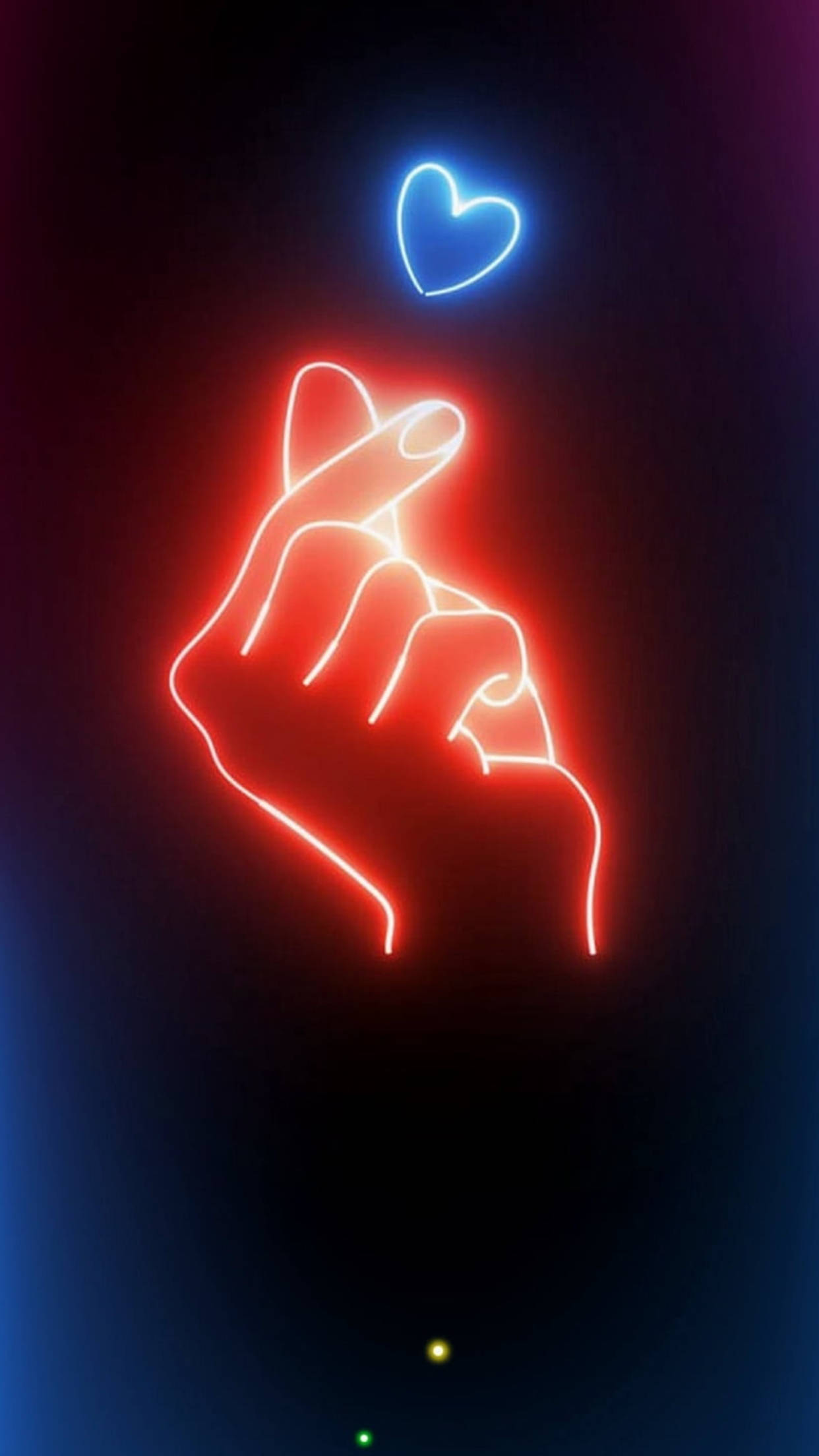 Saranghae, finger heart, neon sign, Full HD Phone Wallpaper
