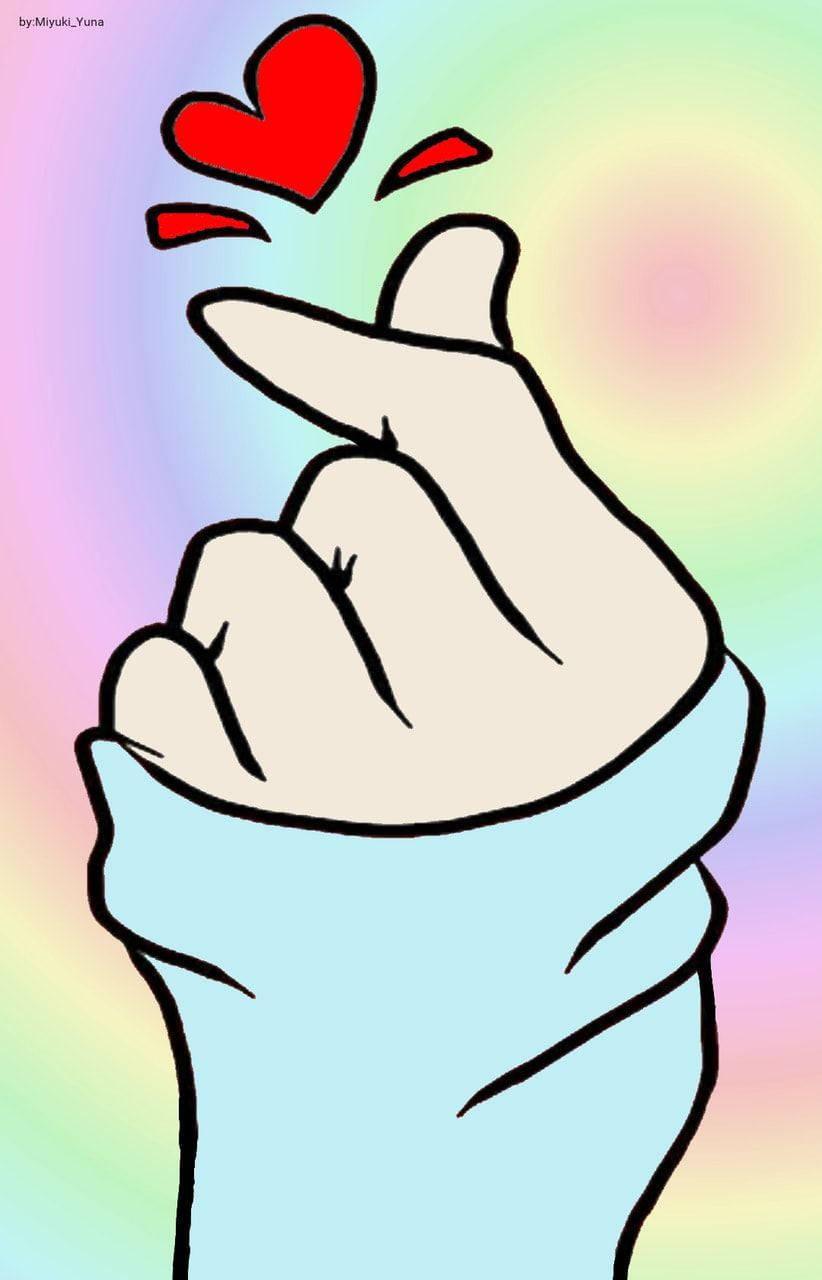 Saranghae, finger heart, red heart, HD Phone Wallpaper