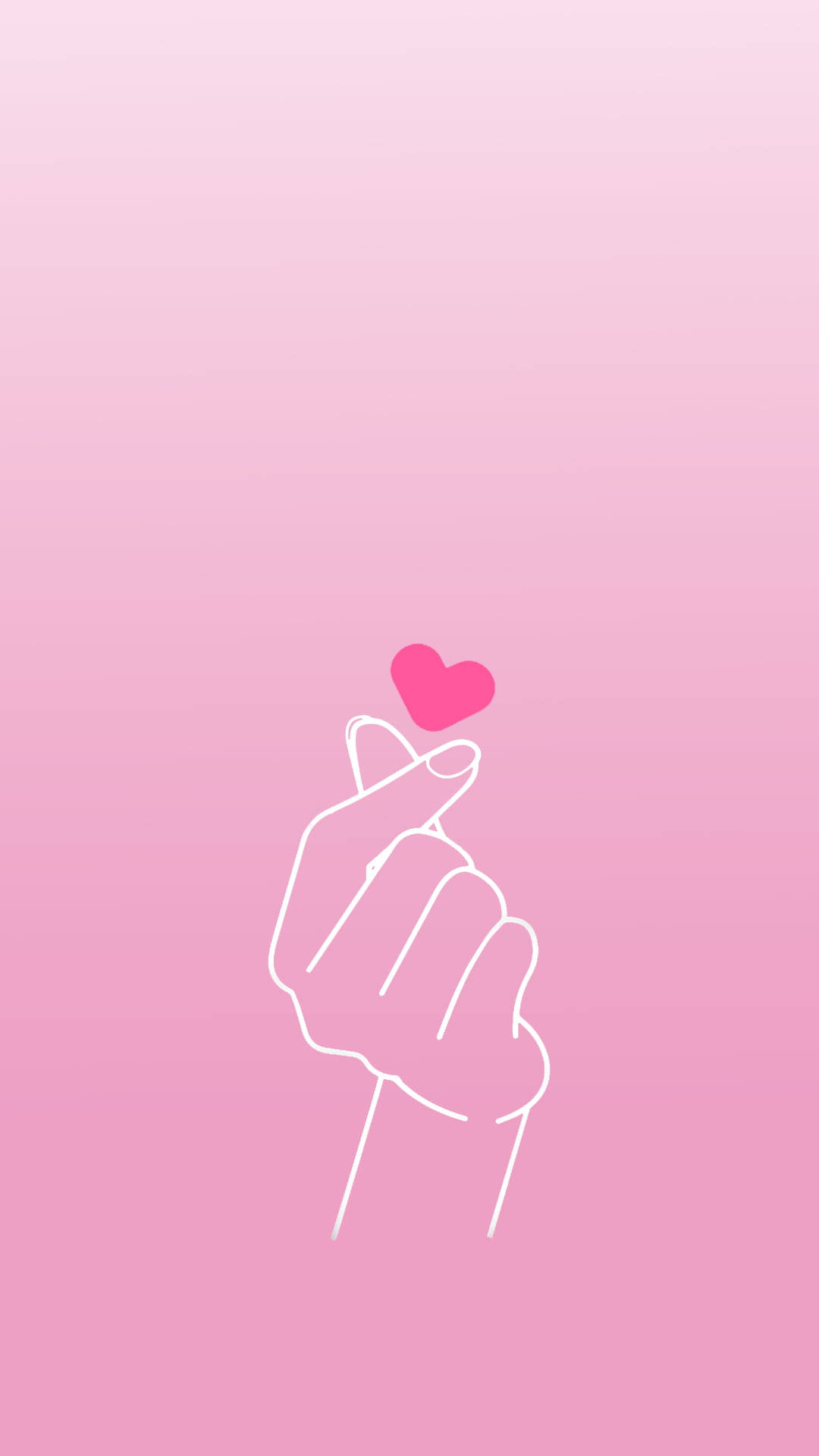 Saranghae, pink, finger heart, Full HD Phone Wallpaper